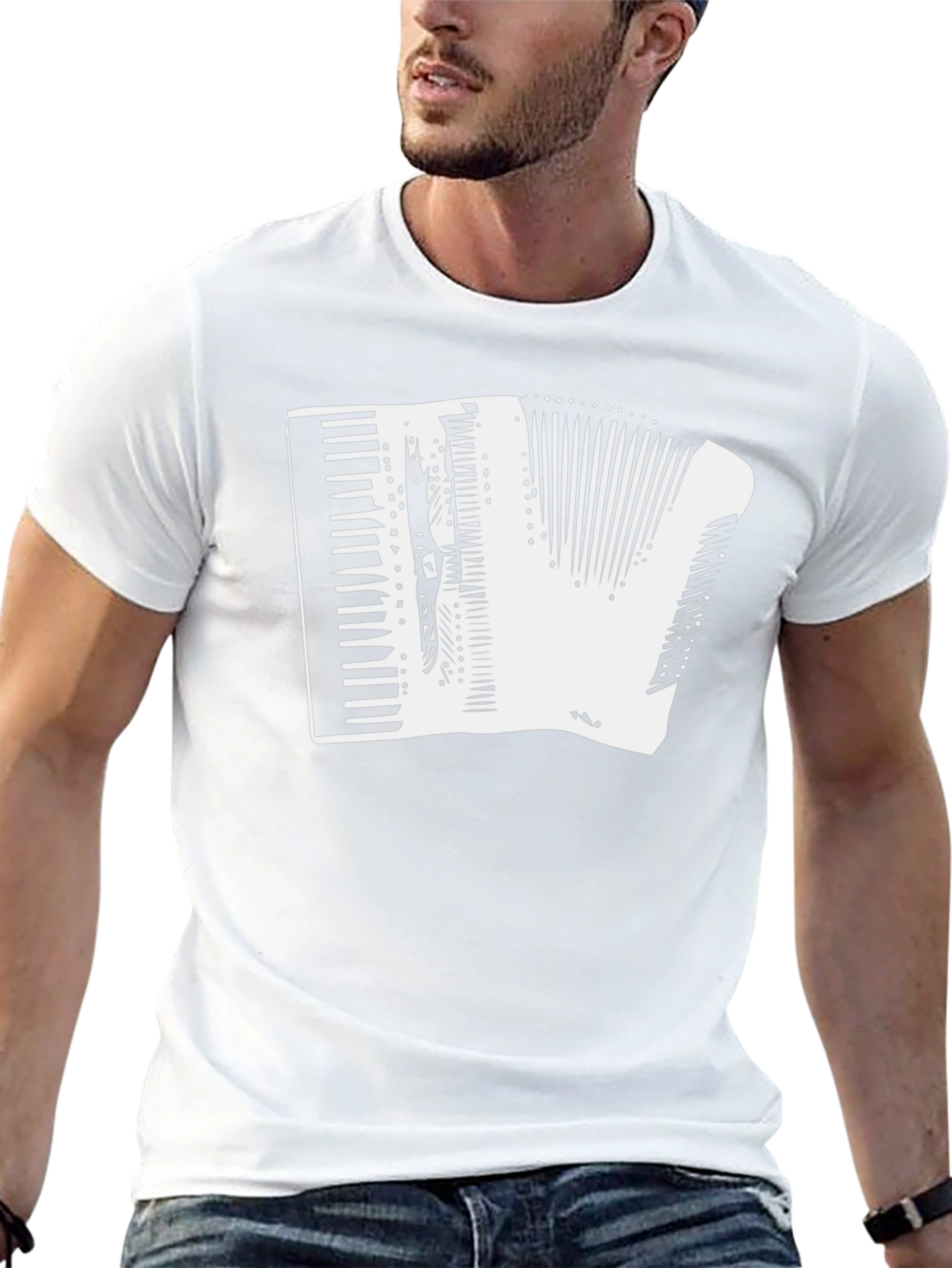 Camiseta Negra con Diseño de Acordeón