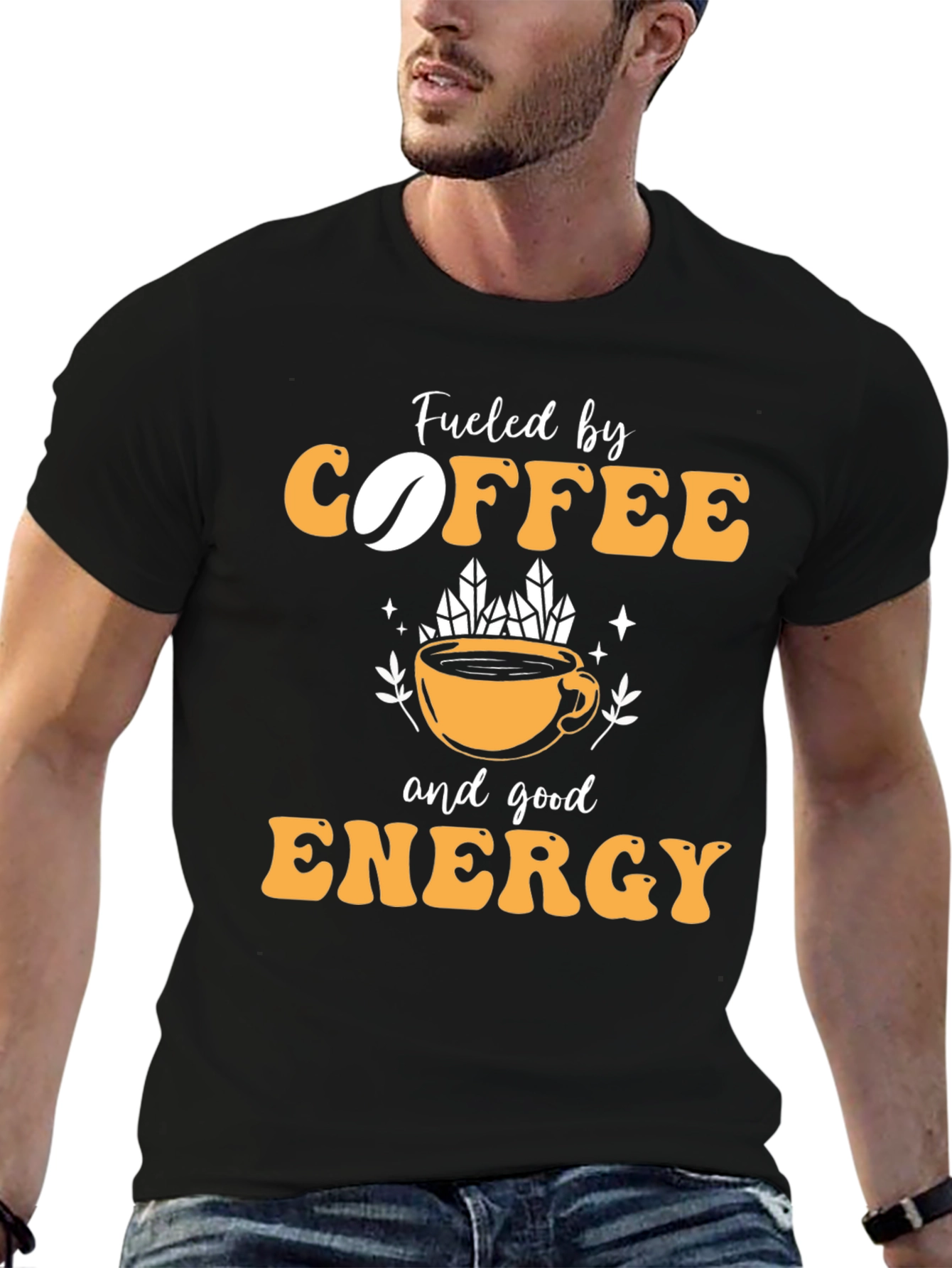 Camiseta Negra con Diseño Coffee & Energy