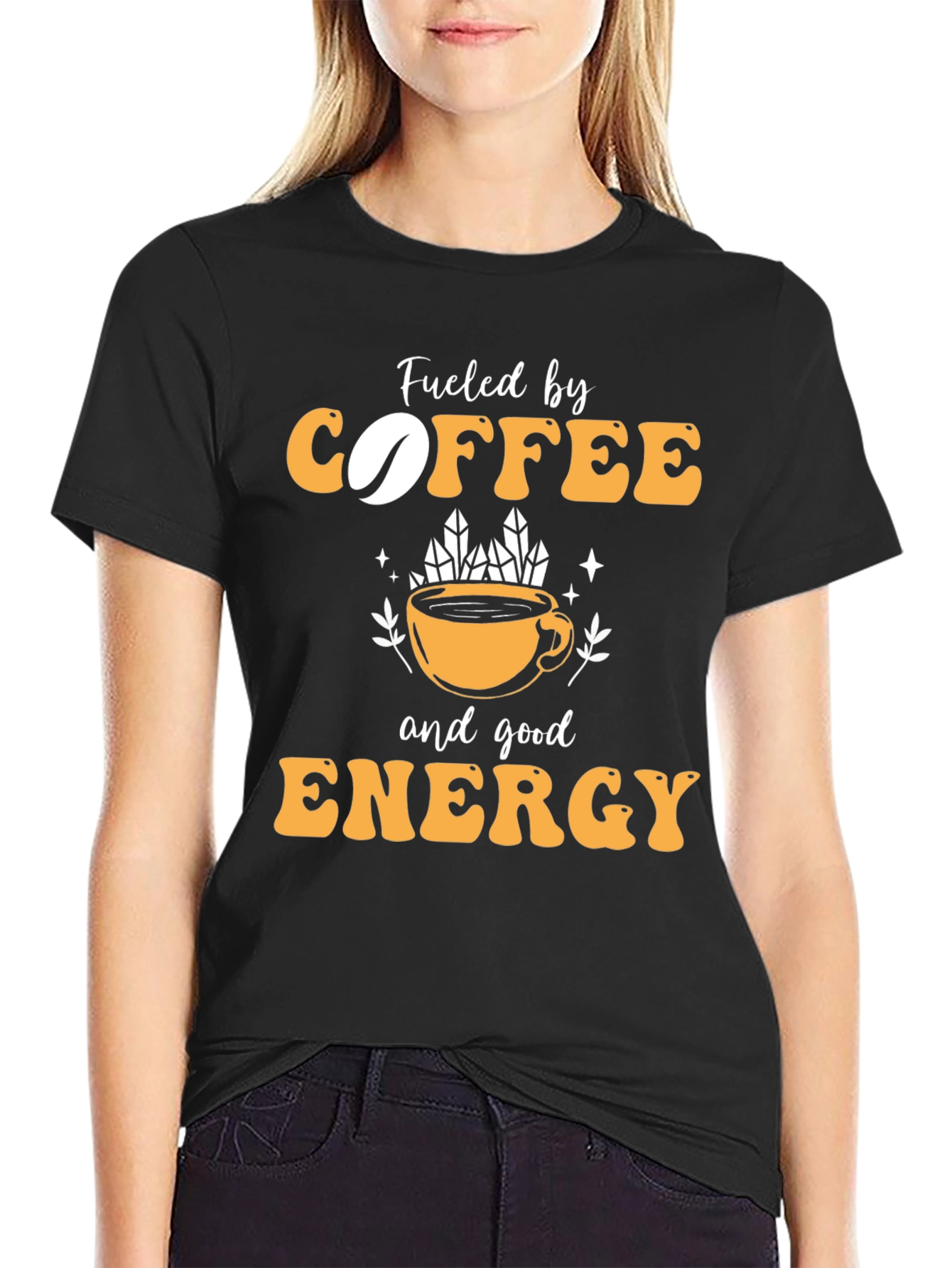 Camiseta Negra con Diseño Coffee & Energy