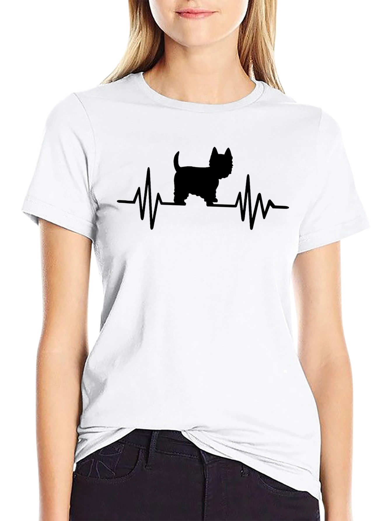 Camiseta Negra con Diseño de Latido de Perro