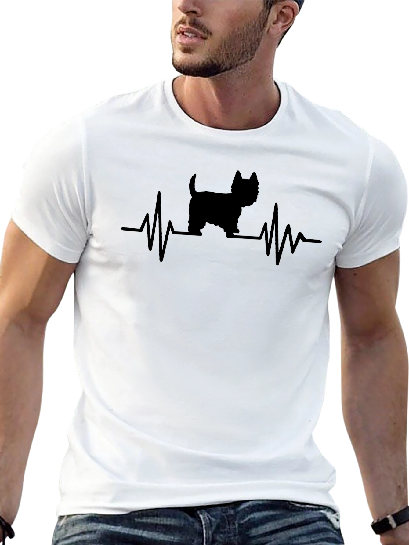 Camiseta Negra con Diseño de Latido de Perro