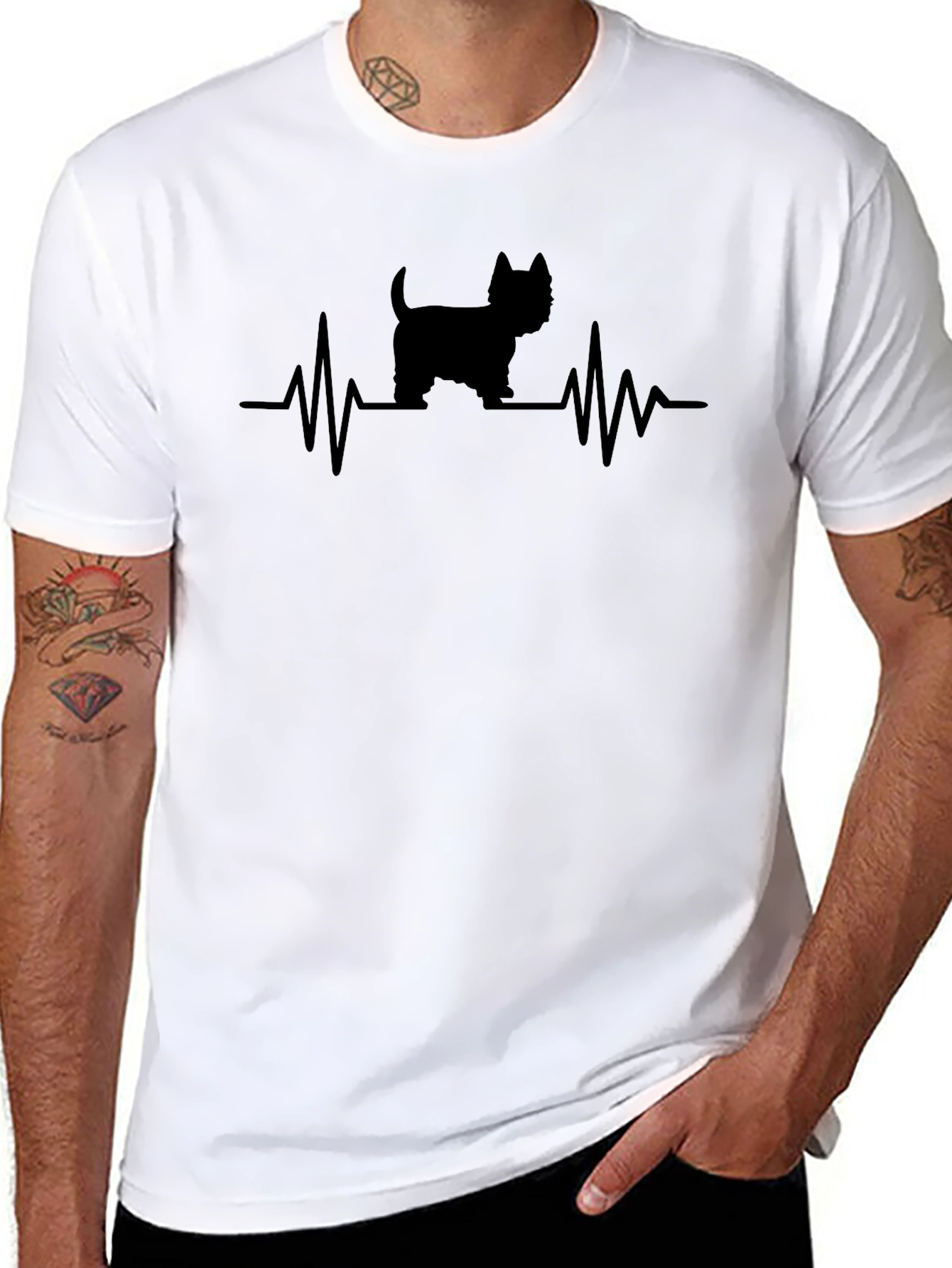 Camiseta Negra con Diseño de Latido de Perro