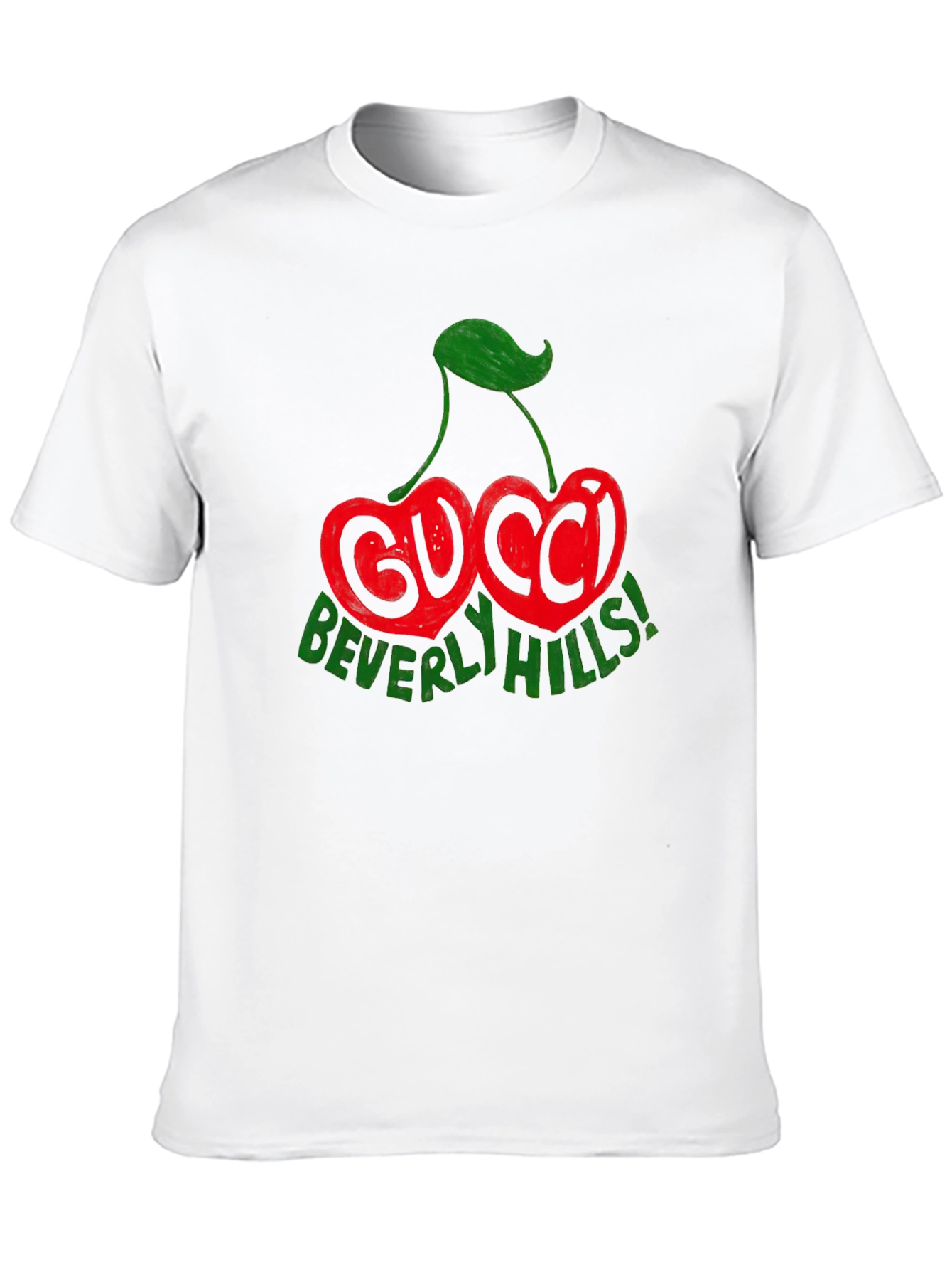 Camiseta Negra con Diseño de Cerezas Gucci Beverly Hills