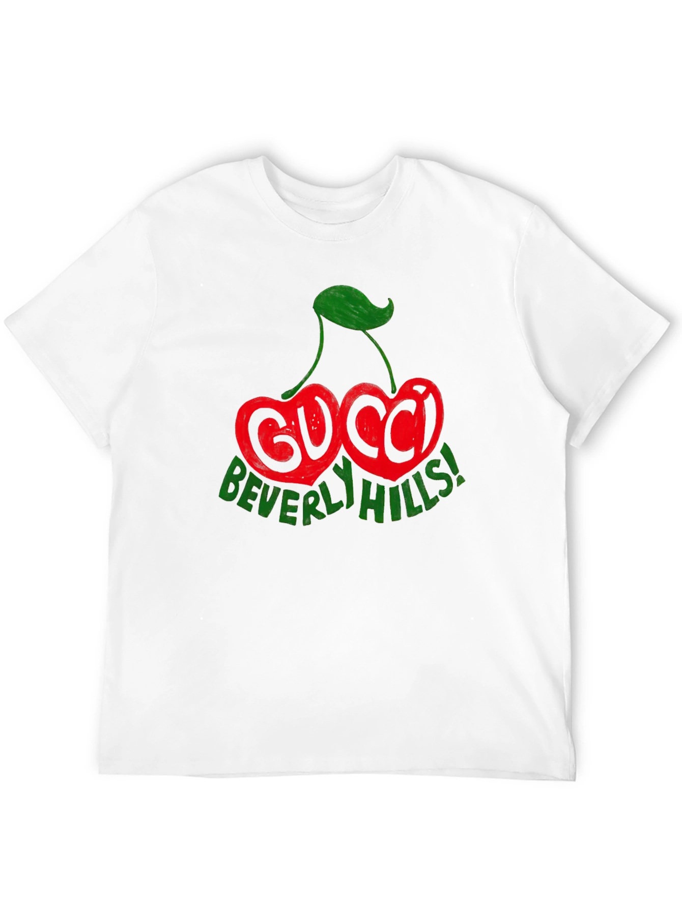 Camiseta Negra con Diseño de Cerezas Gucci Beverly Hills
