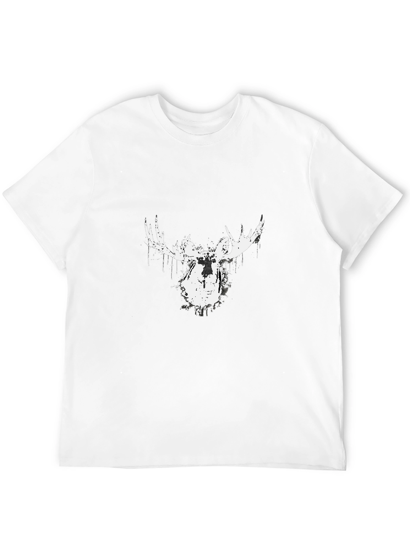 Camiseta Negra con Diseño de Alce Abstracto