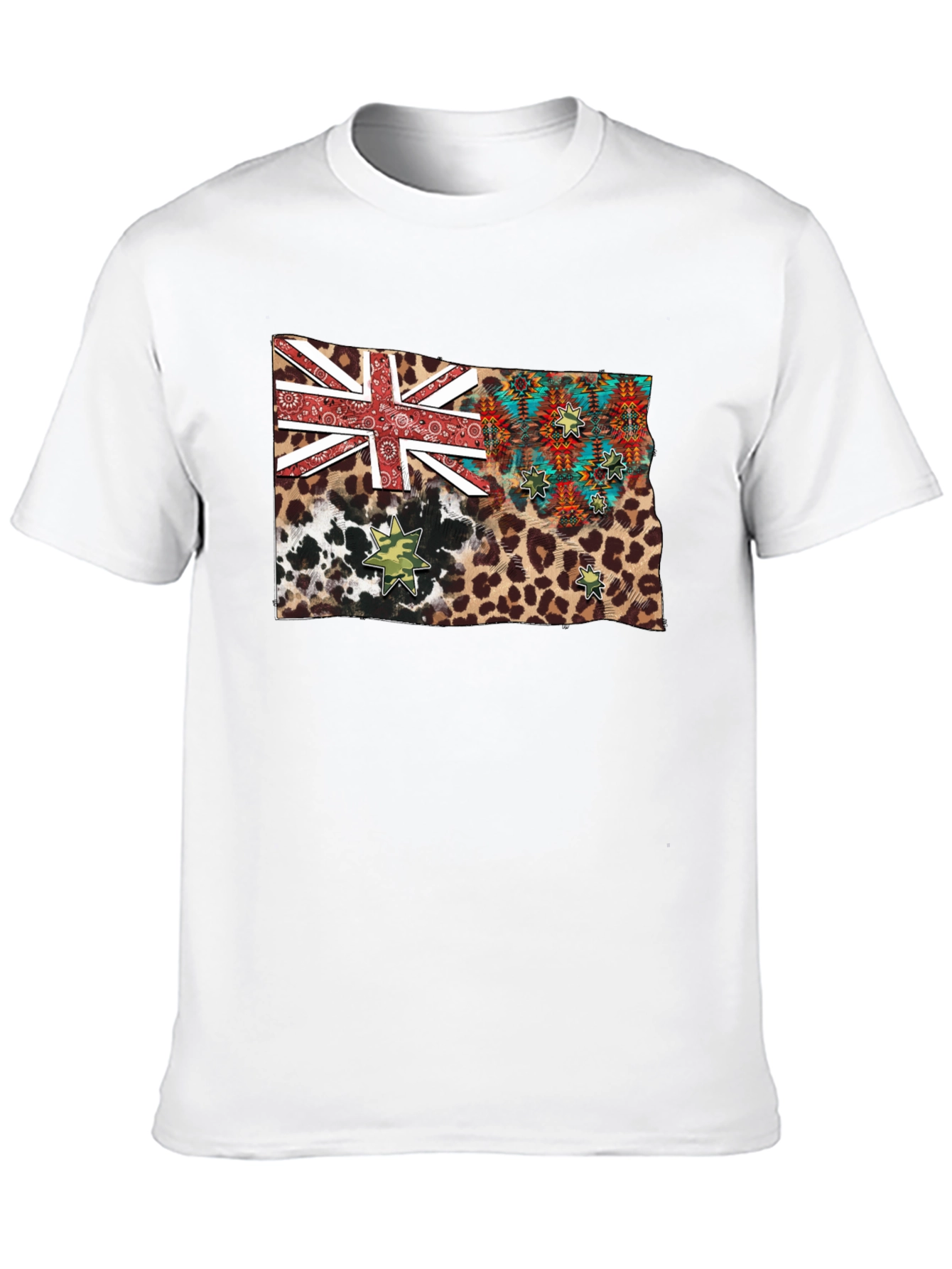 Camiseta Negra con Diseño de Bandera Animal Print