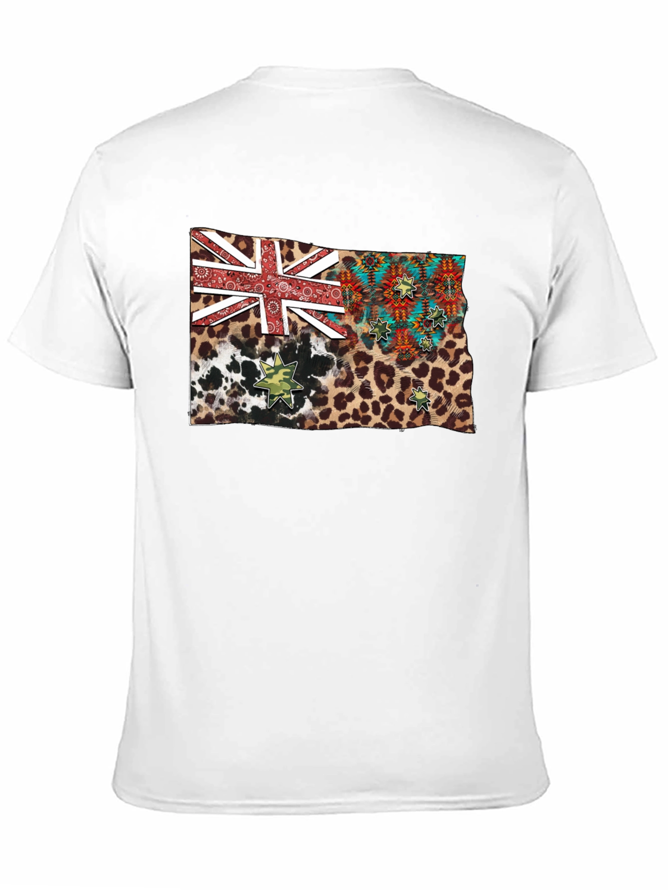 Camiseta Negra con Diseño de Bandera Animal Print