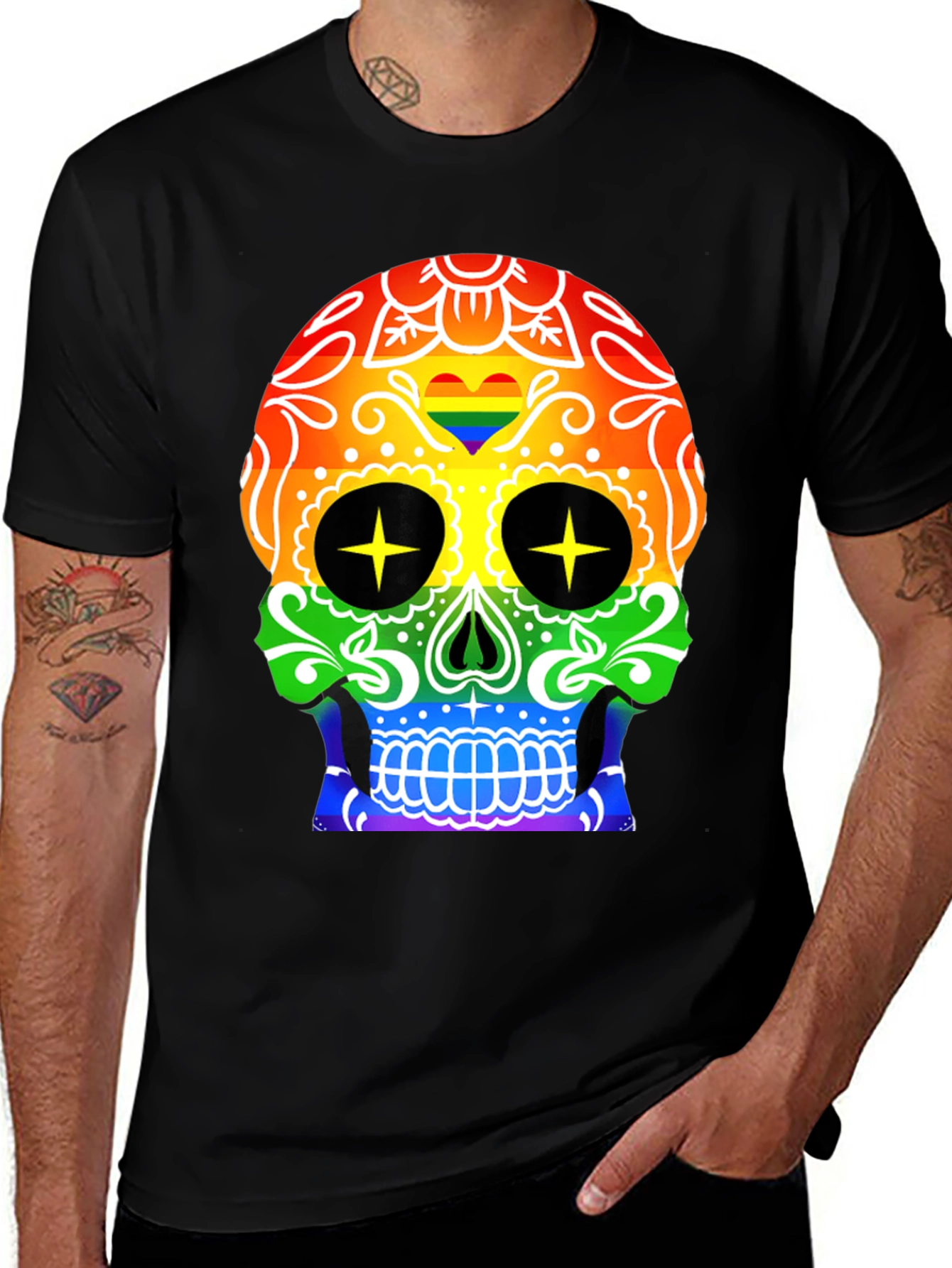 Camiseta Negra Calavera Orgullo Gay