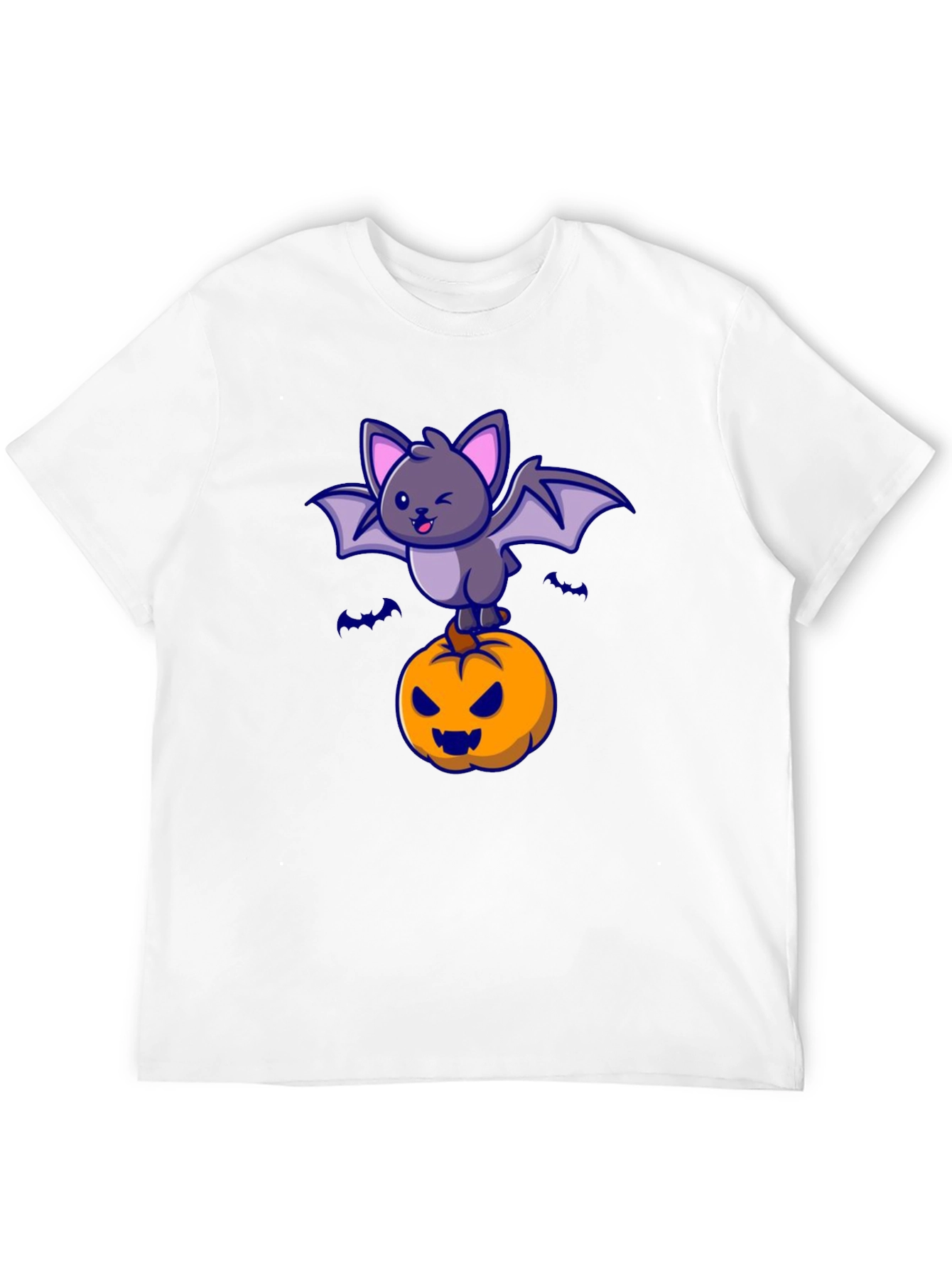 Camiseta Halloween con Murciélago y Calabaza
