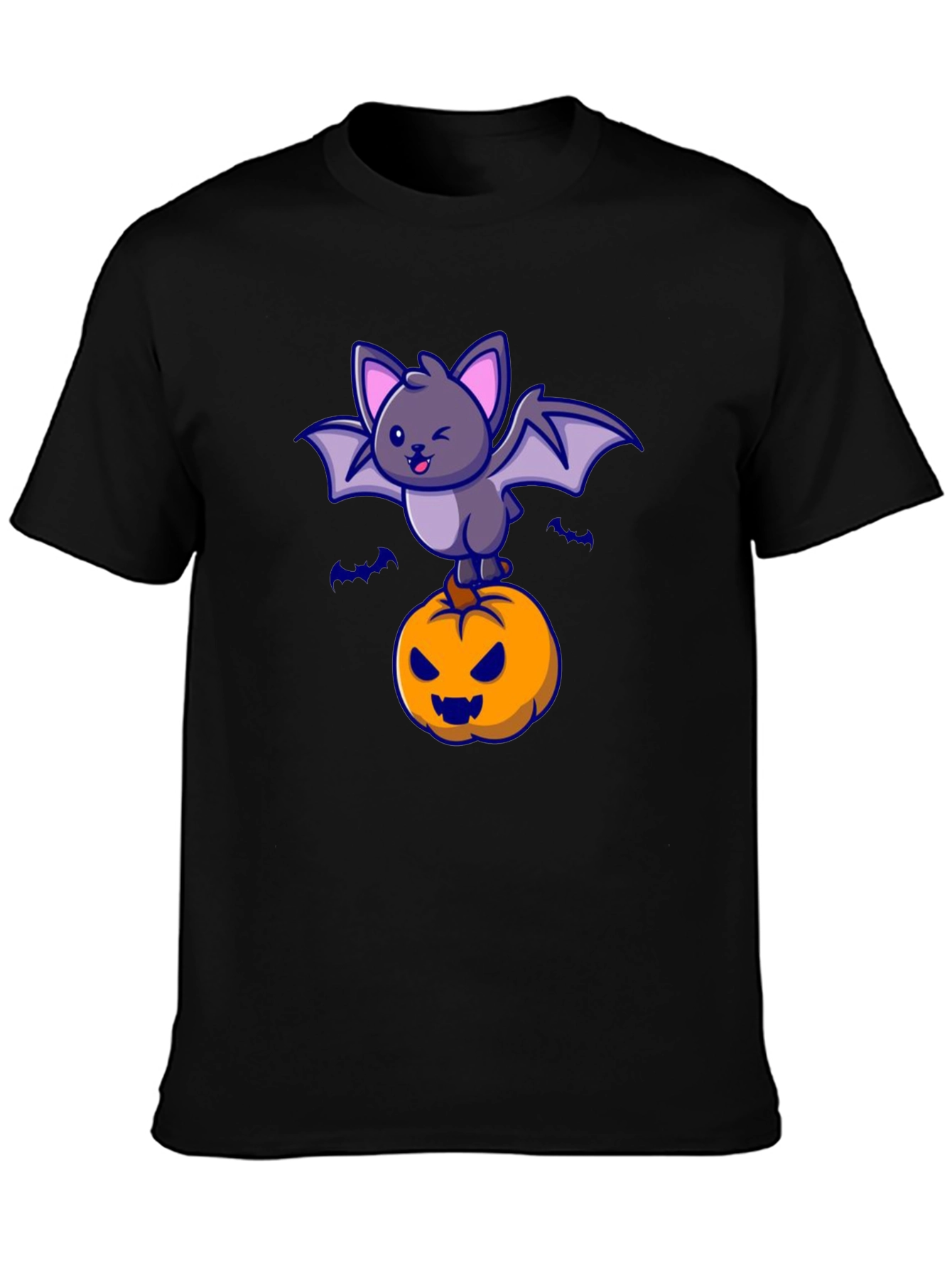 Camiseta Halloween con Murciélago y Calabaza