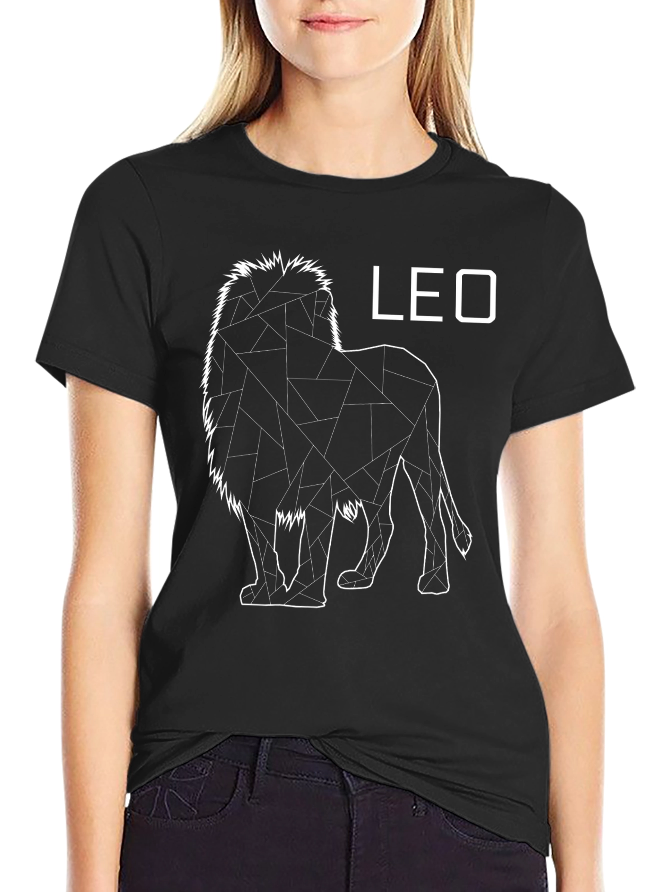 Camiseta Negra con Diseño de León - Signo Leo