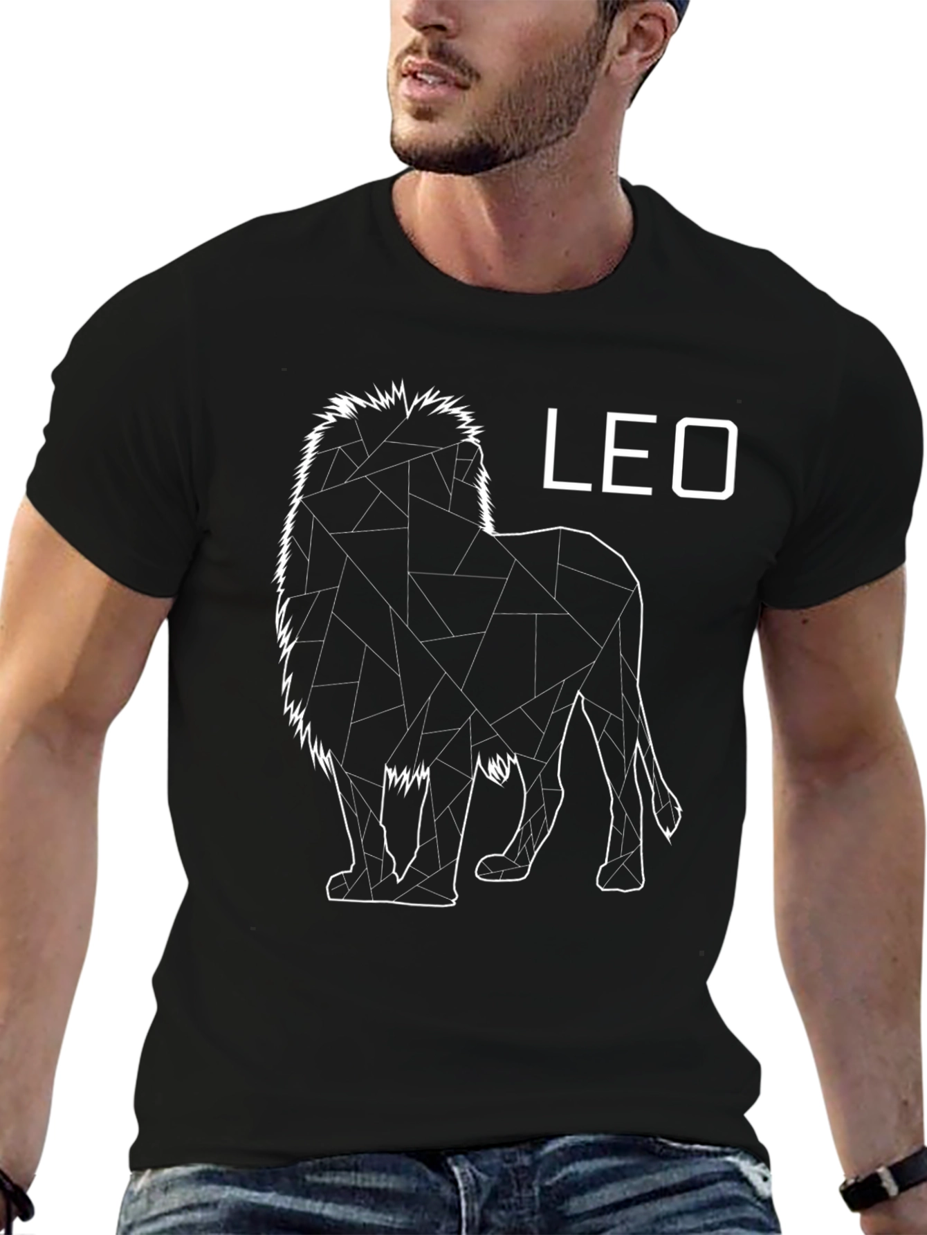 Camiseta Negra con Diseño de León - Signo Leo