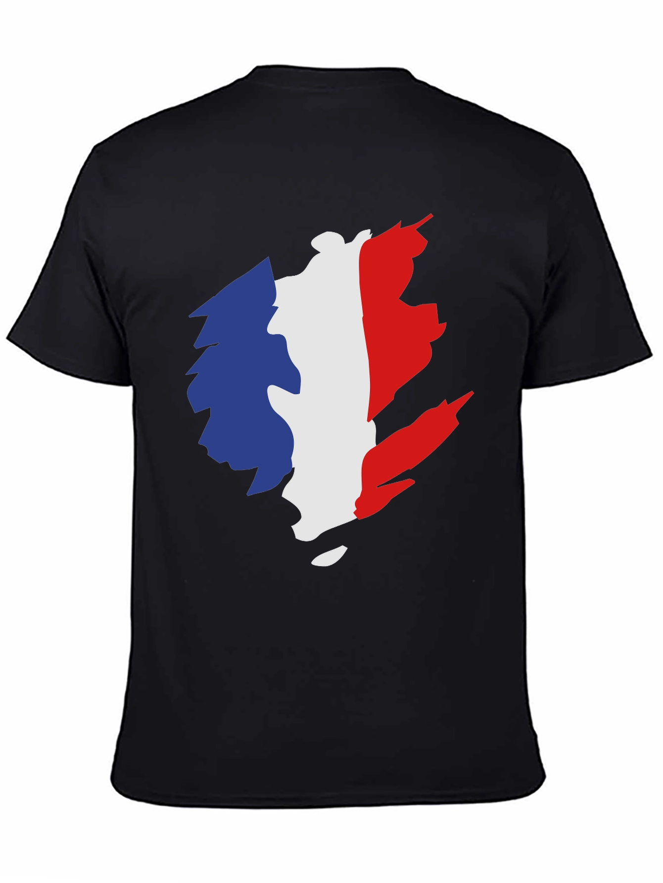 Camiseta Negra Hombre - Diseño Bandera Francia
