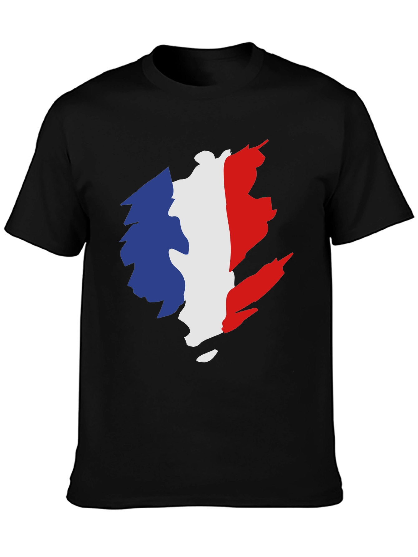 Camiseta Negra Hombre - Diseño Bandera Francia