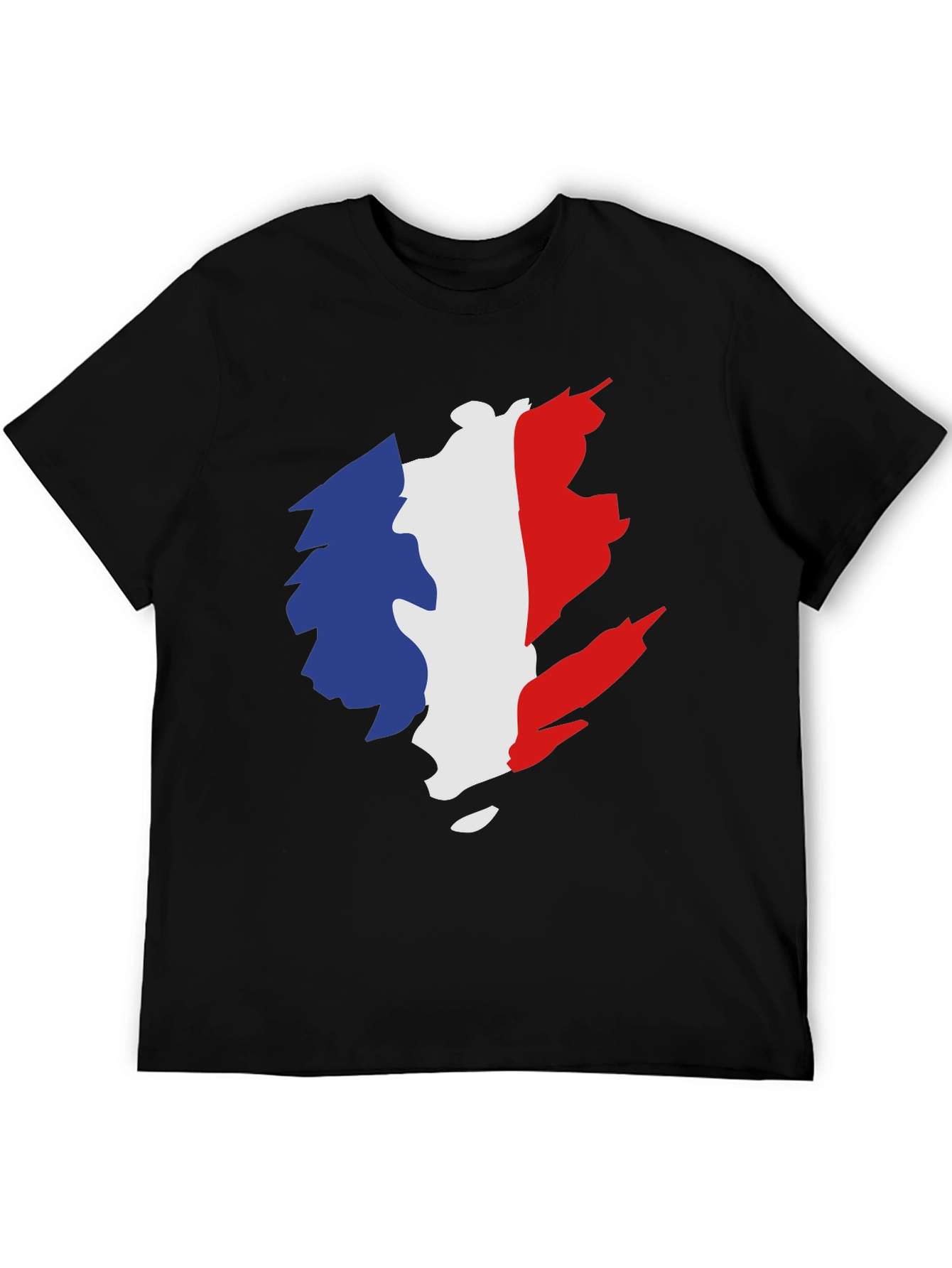 Camiseta Negra Hombre - Diseño Bandera Francia