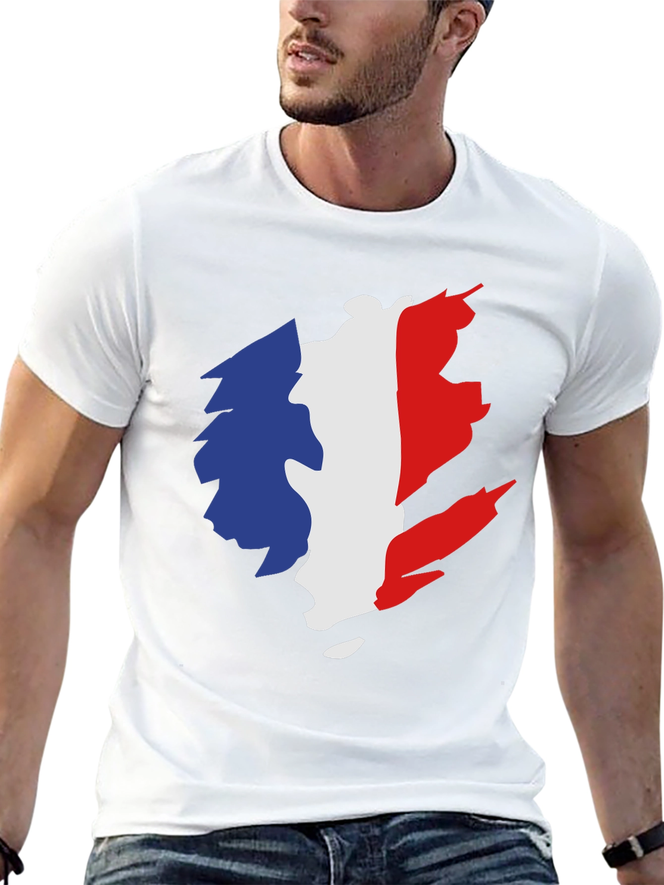 Camiseta Negra Hombre - Diseño Bandera Francia