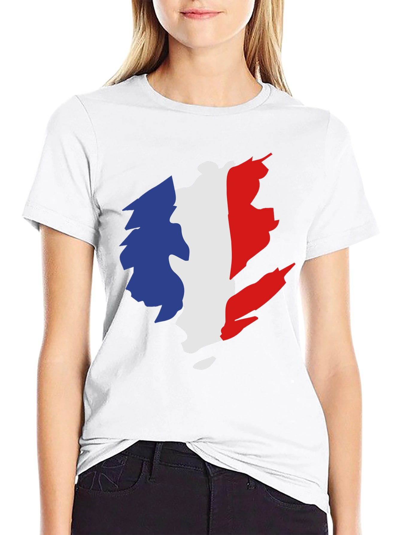 Camiseta Negra Hombre - Diseño Bandera Francia