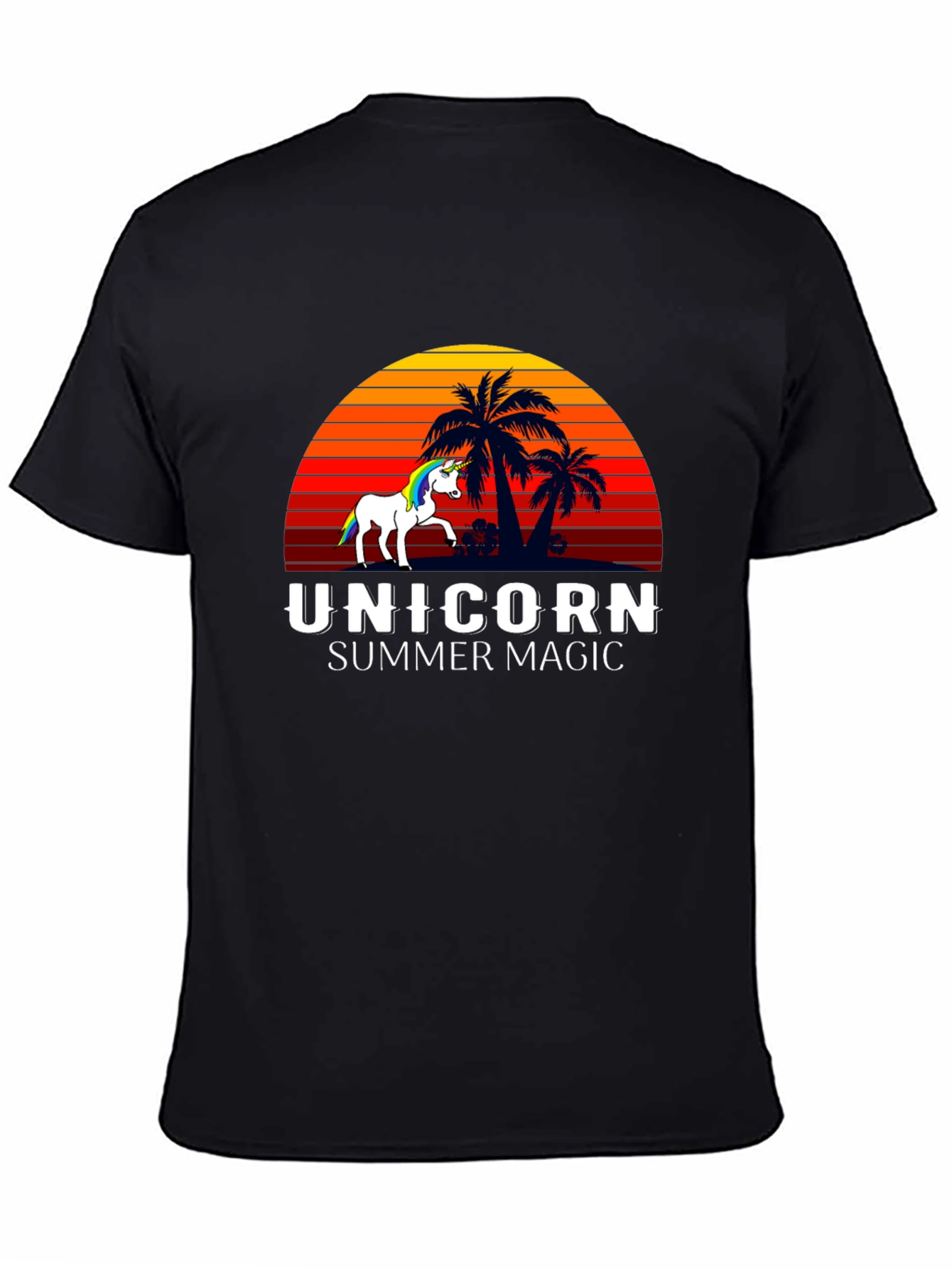 Camiseta Negra Unicornio Magia de Verano