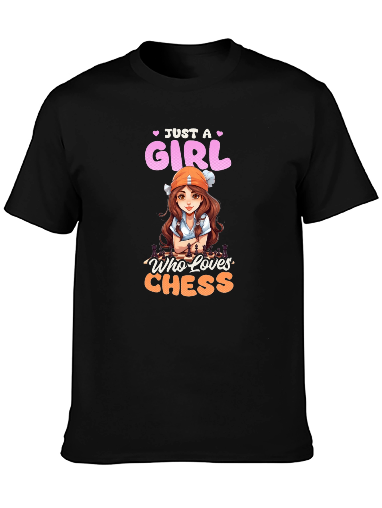 Camiseta Negra con Diseño de Ajedrez para Mujer