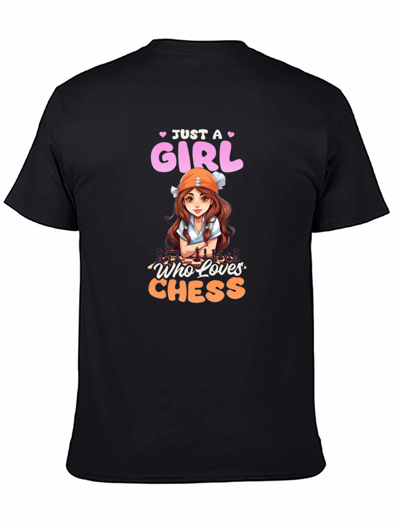 Camiseta Negra con Diseño de Ajedrez para Mujer
