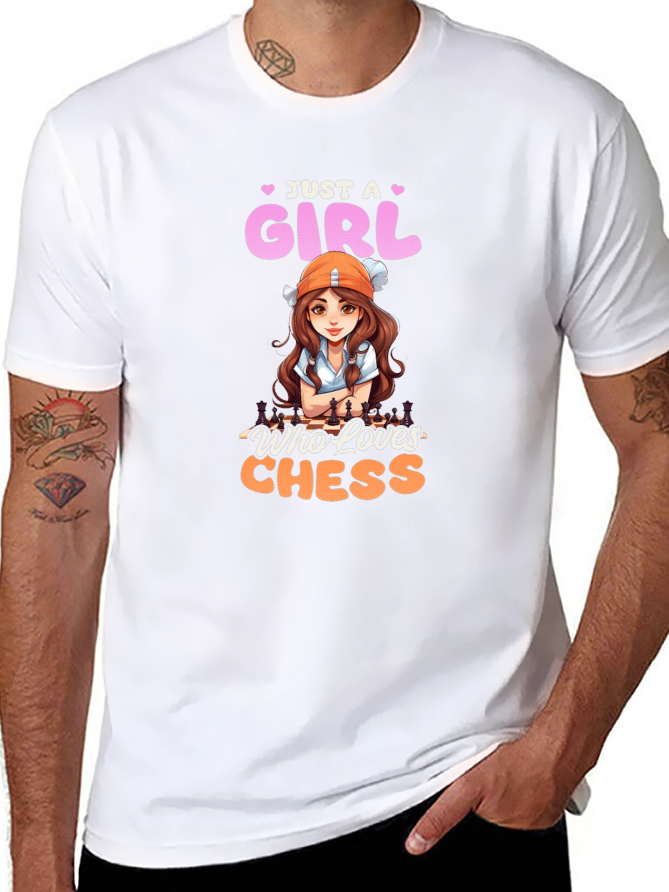 Camiseta Negra con Diseño de Ajedrez para Mujer