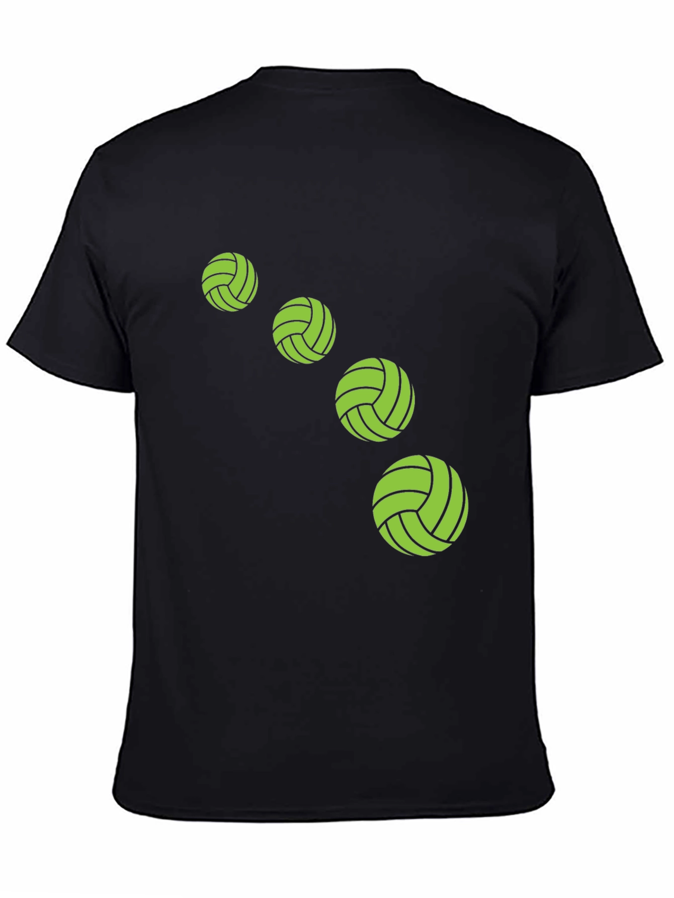 Camiseta Negra con Diseño de Balones Verdes