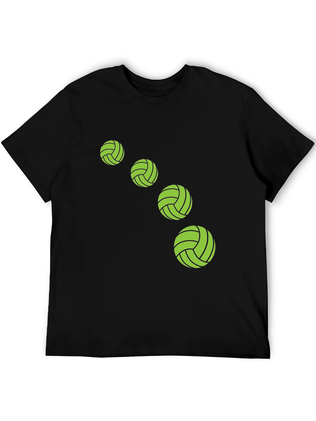 Camiseta Negra con Diseño de Balones Verdes