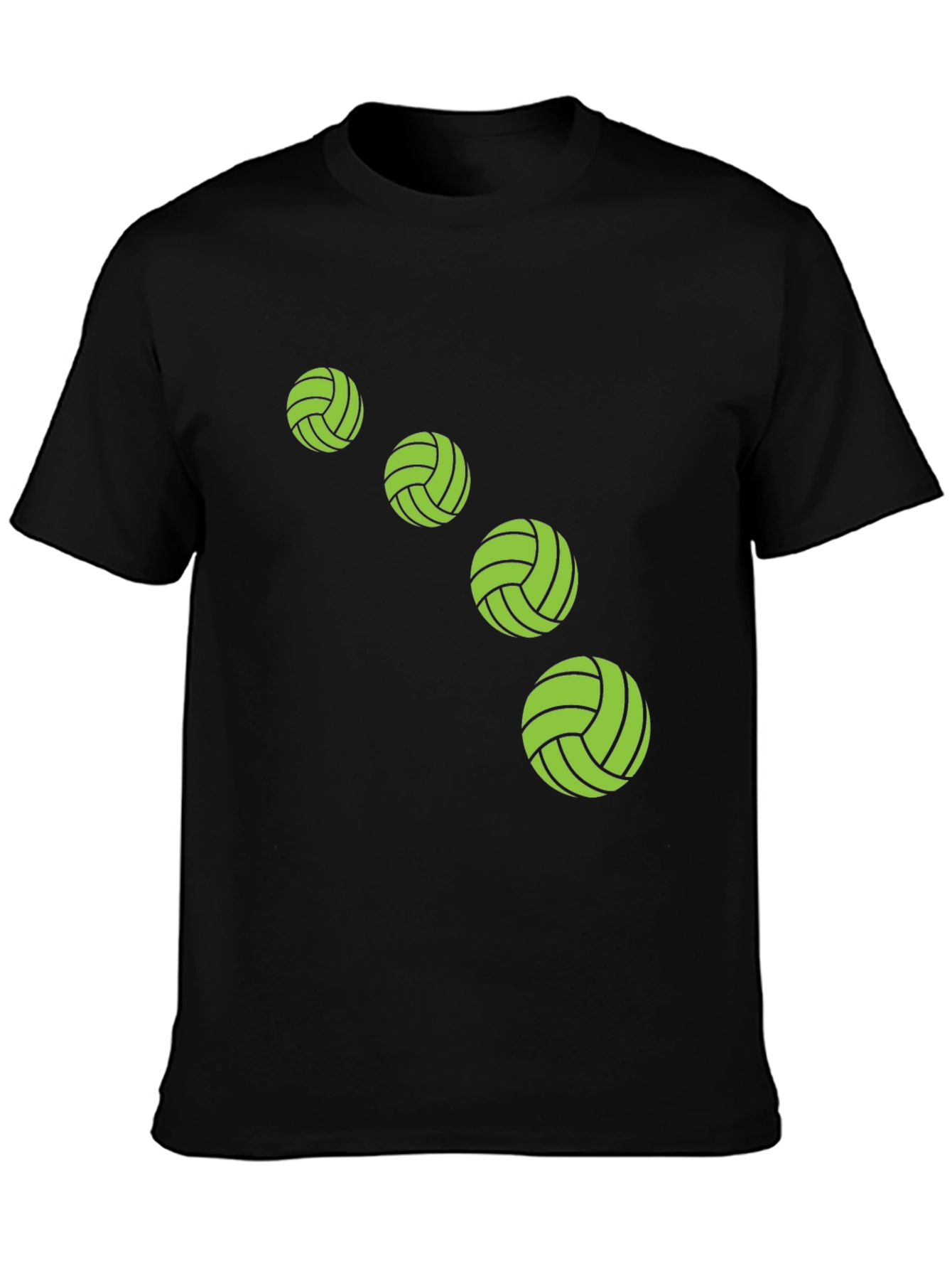 Camiseta Negra con Diseño de Balones Verdes