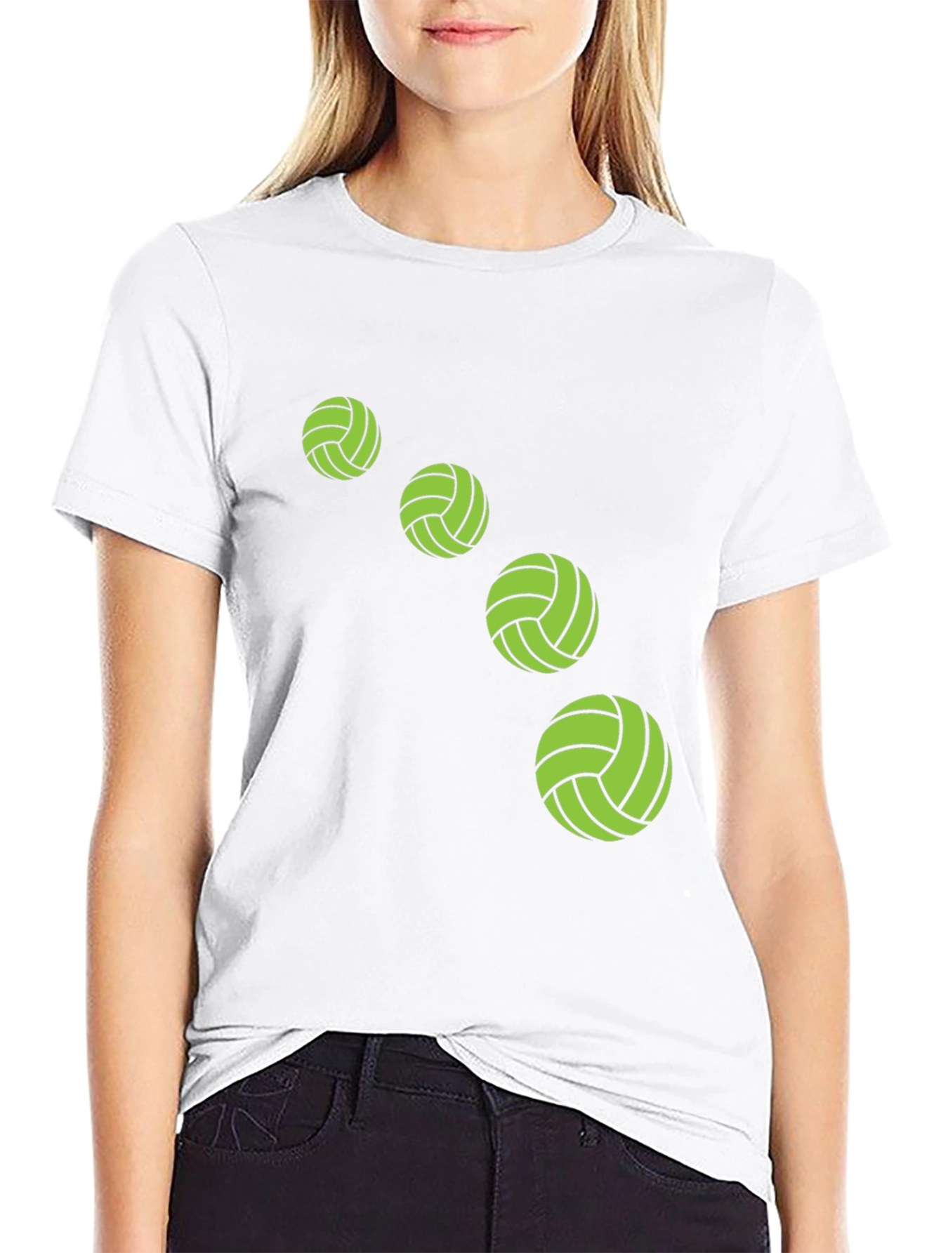 Camiseta Negra con Diseño de Balones Verdes