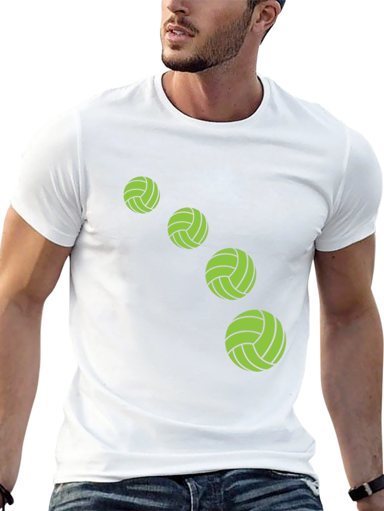 Camiseta Negra con Diseño de Balones Verdes