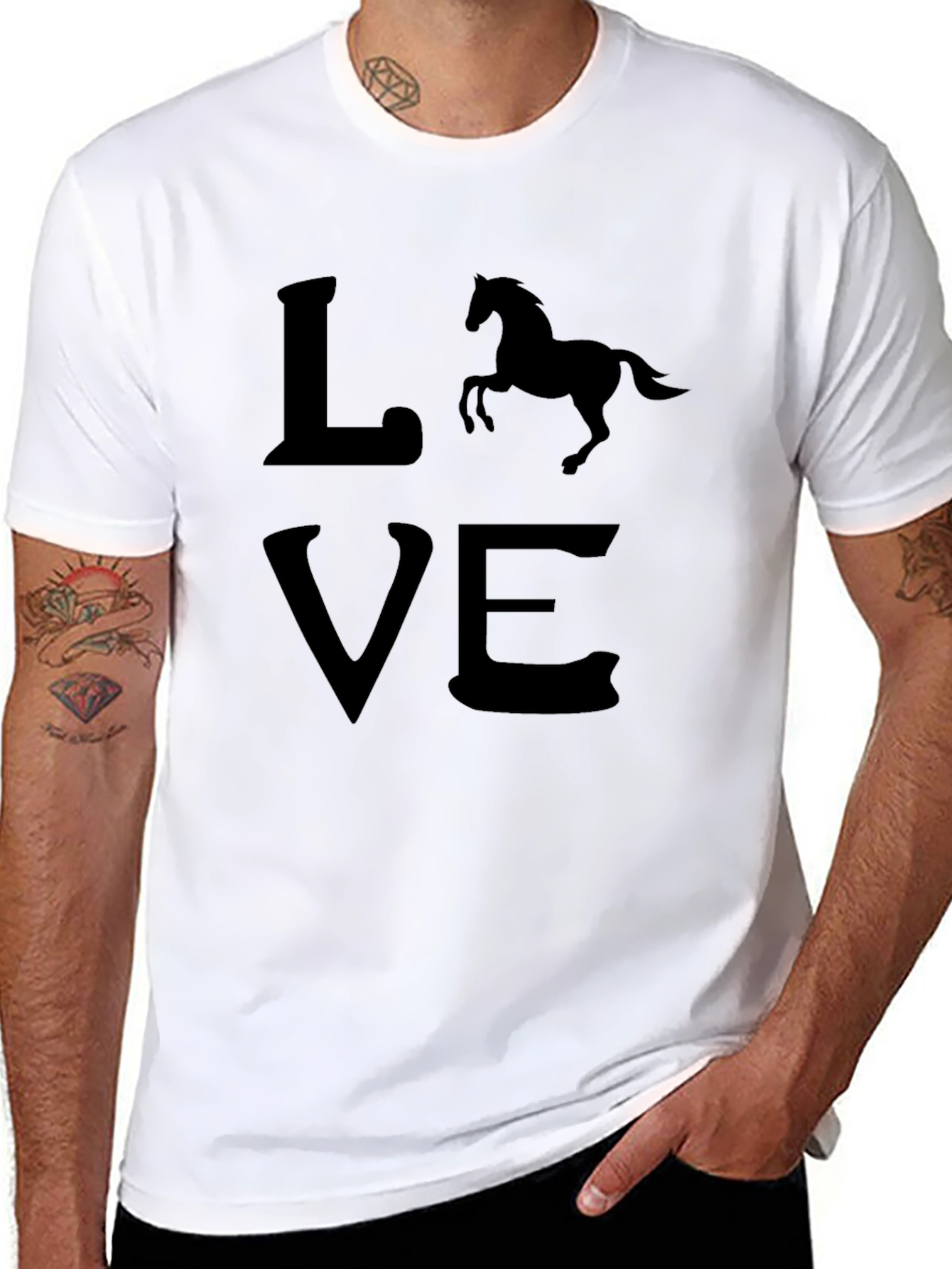 Camiseta Negra Love con Silueta de Caballo