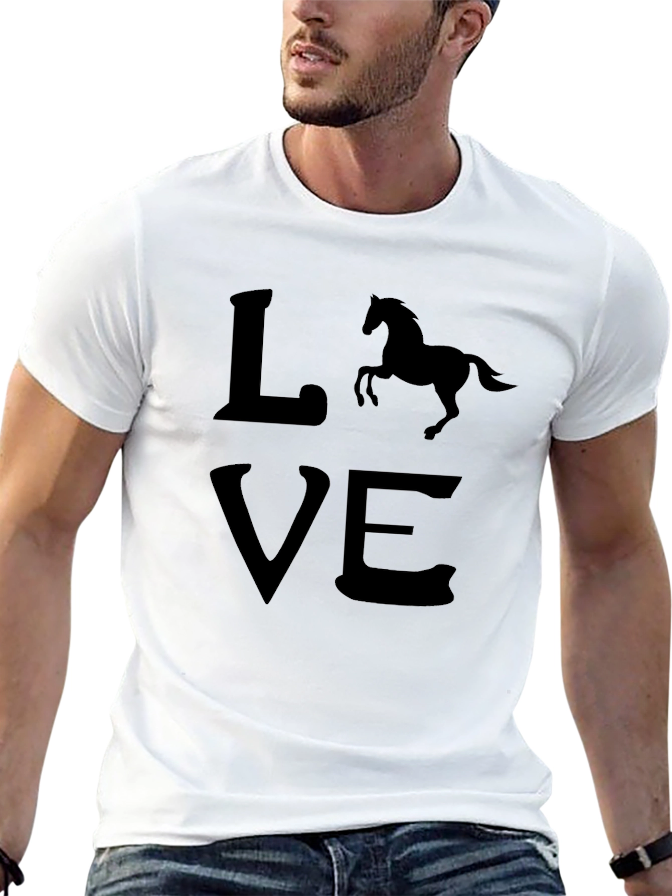 Camiseta Negra Love con Silueta de Caballo