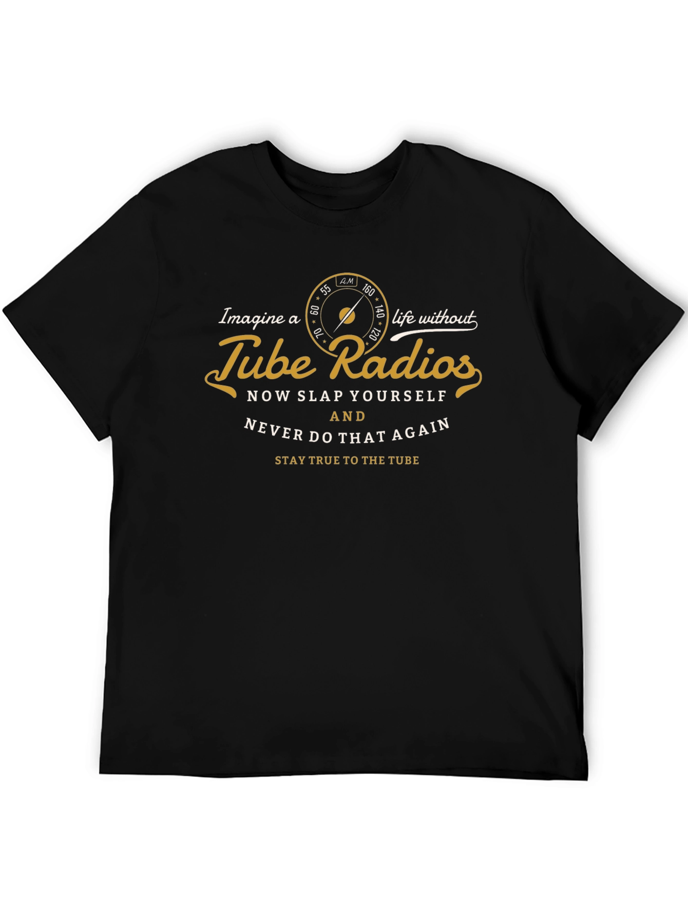 Camiseta Negra con Diseño de Radio a Tubo