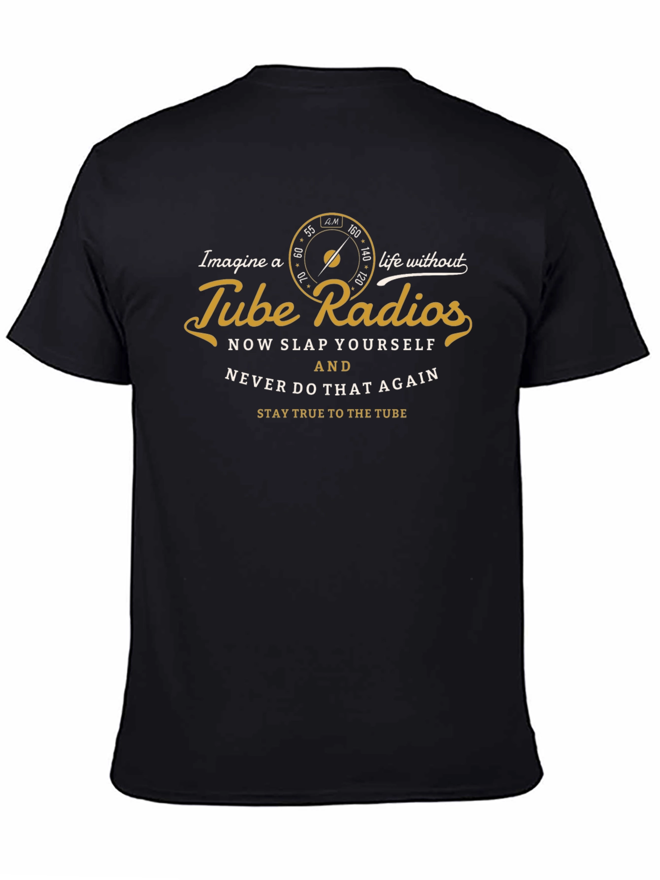 Camiseta Negra con Diseño de Radio a Tubo