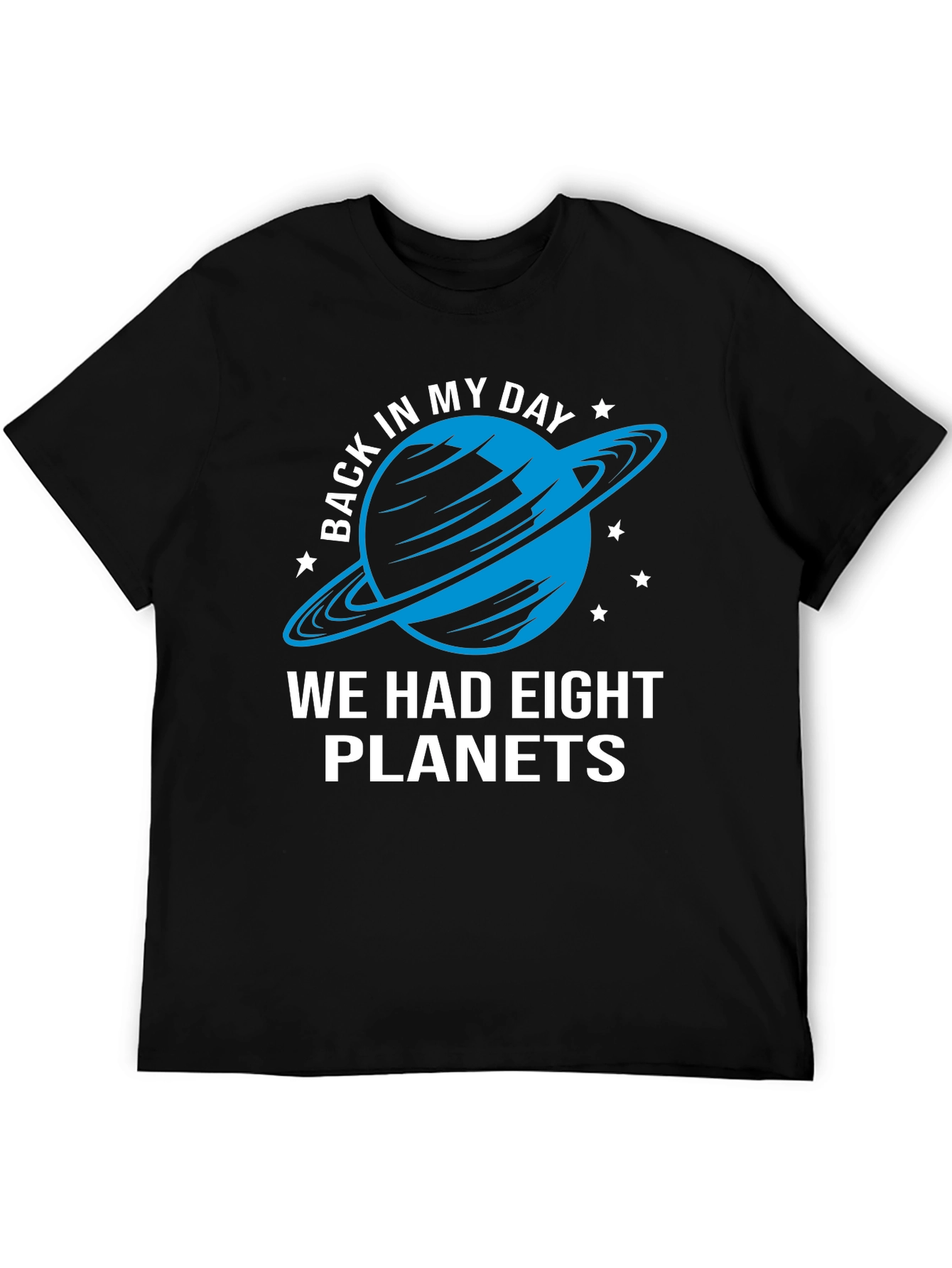 Camiseta Negra con Diseño de Planeta Retro