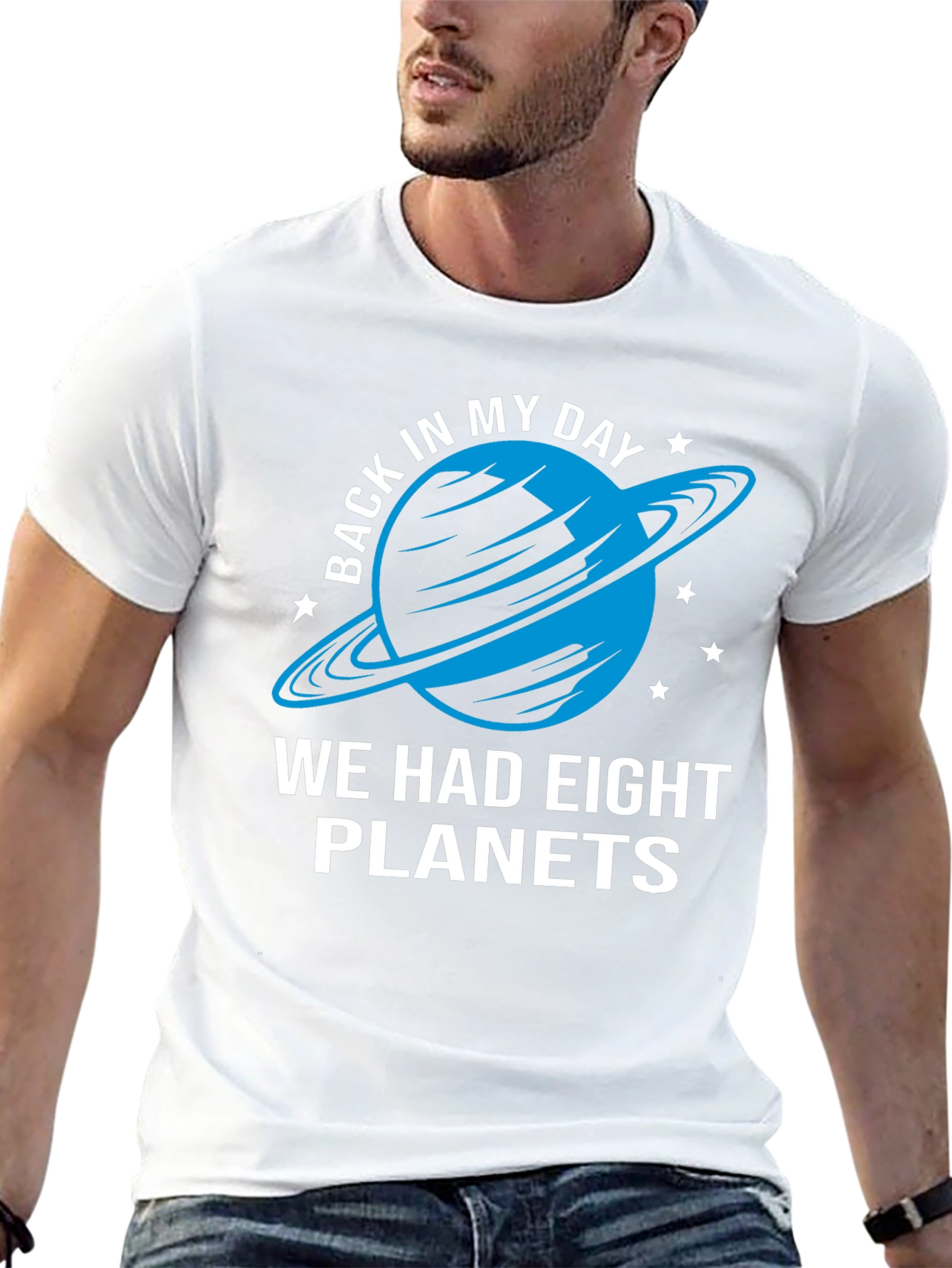 Camiseta Negra con Diseño de Planeta Retro