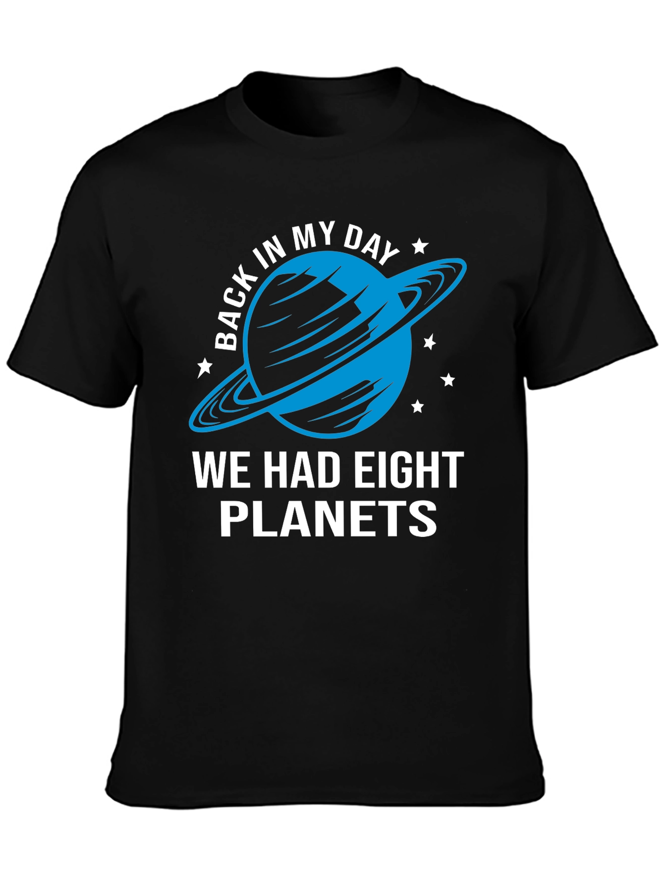 Camiseta Negra con Diseño de Planeta Retro