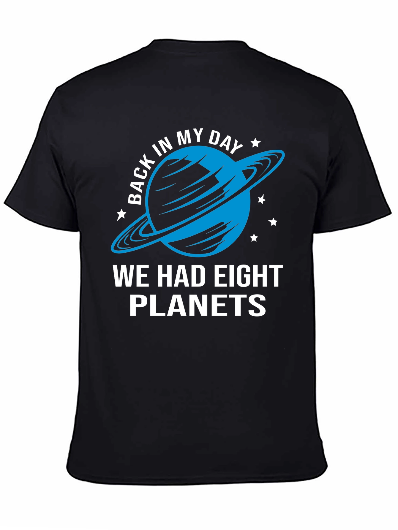 Camiseta Negra con Diseño de Planeta Retro