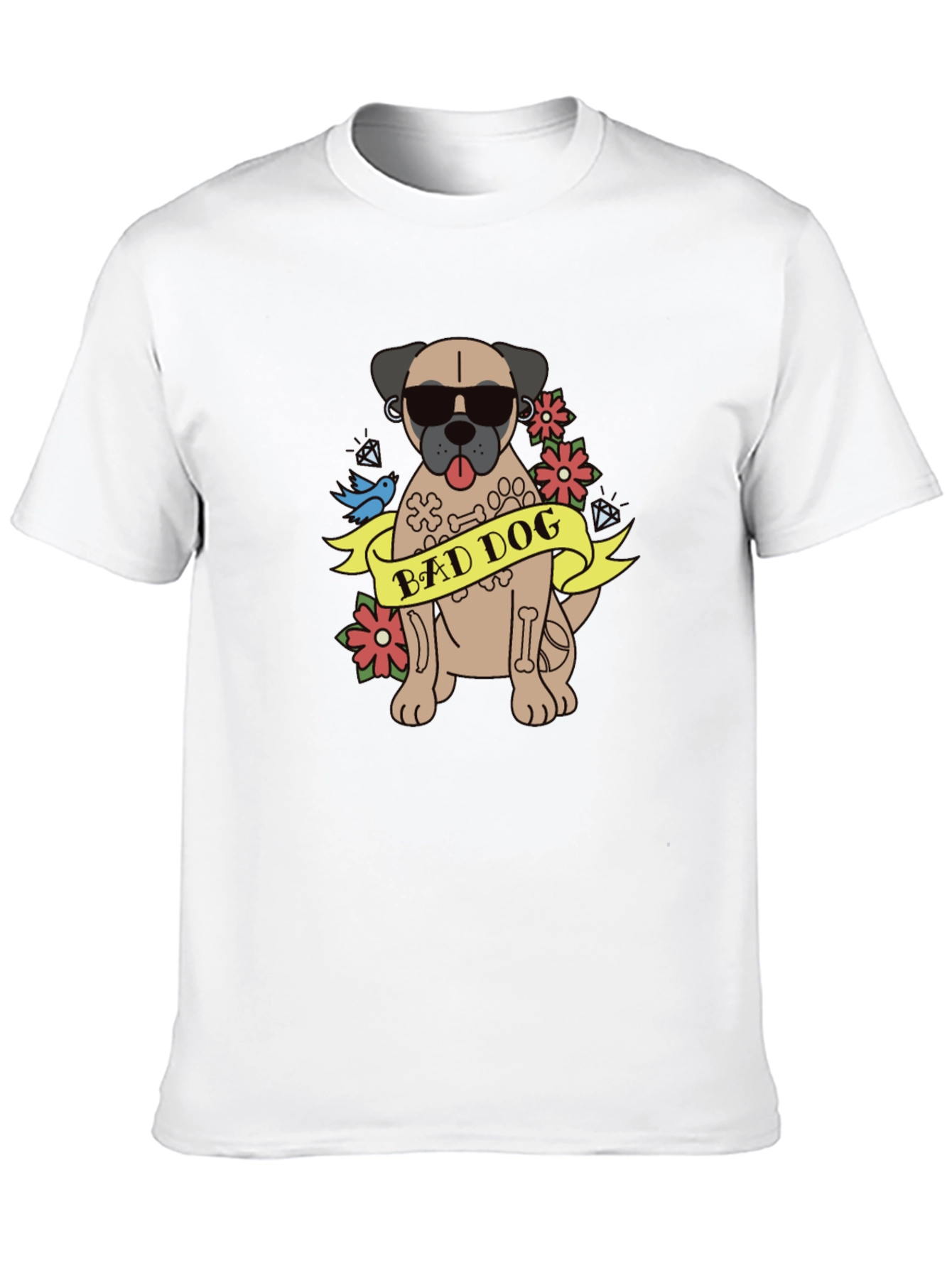 Camiseta Negra Bad Dog Estilo Tatuaje