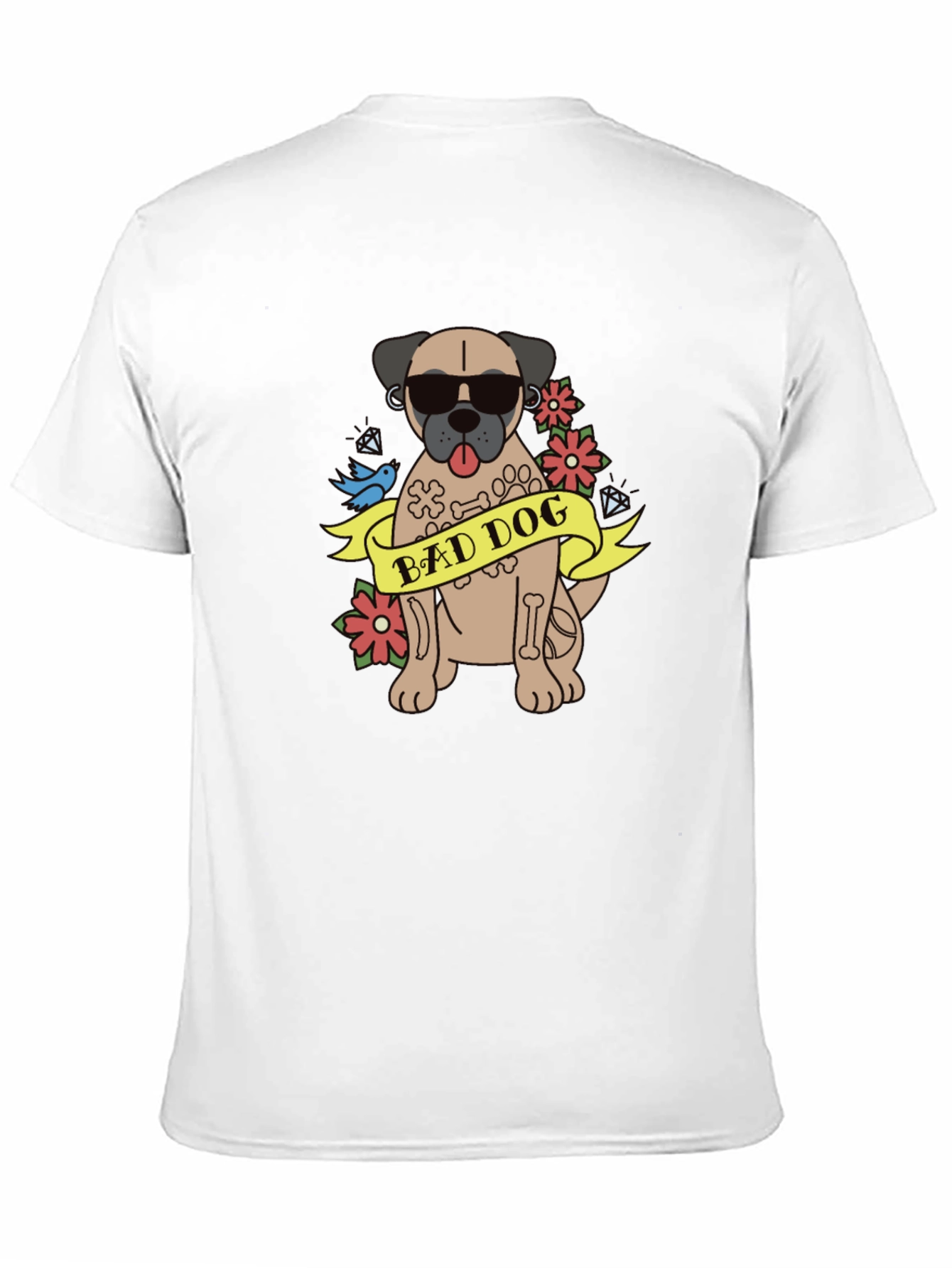 Camiseta Negra Bad Dog Estilo Tatuaje