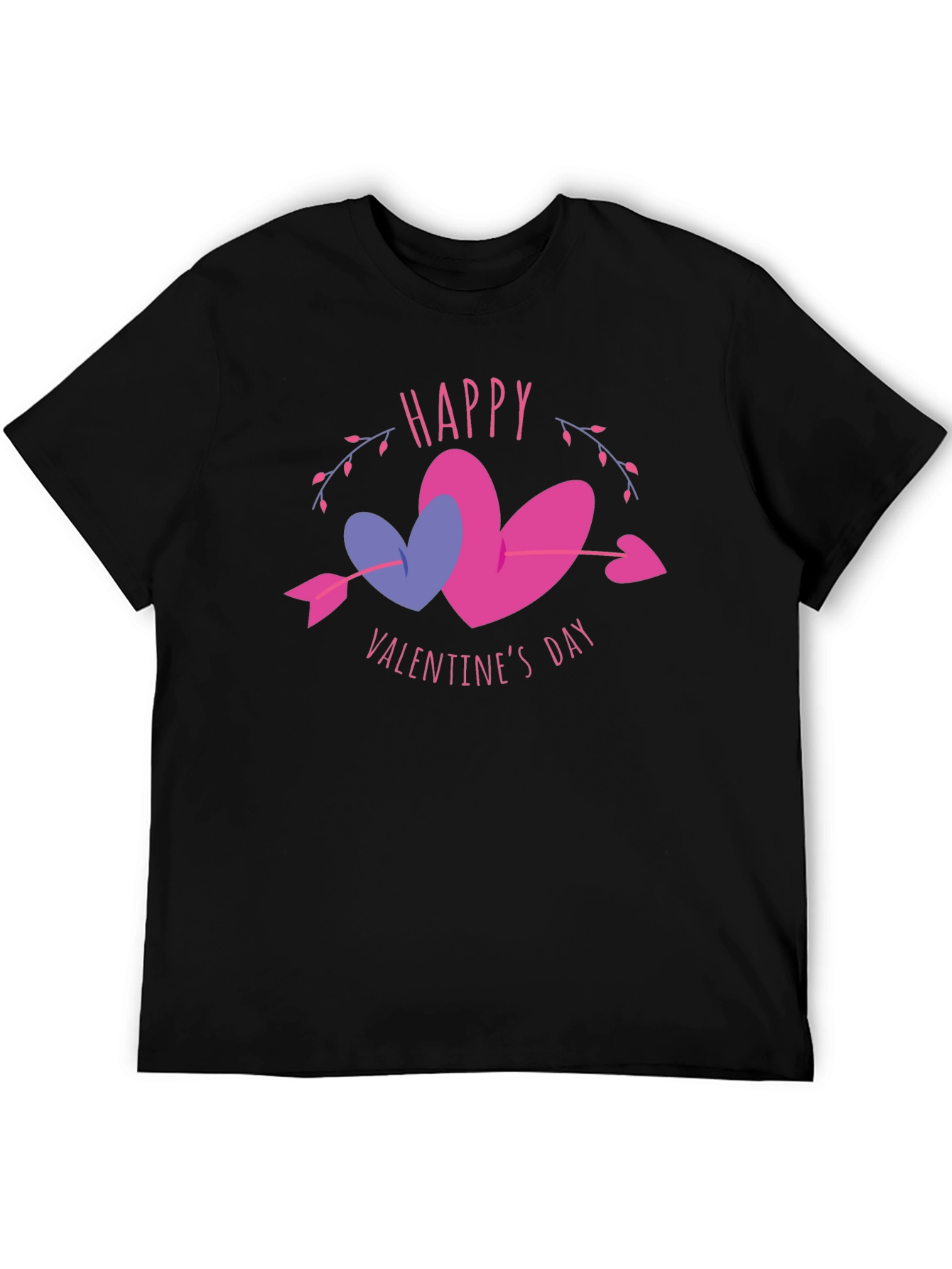 Camiseta Negra San Valentín Corazones
