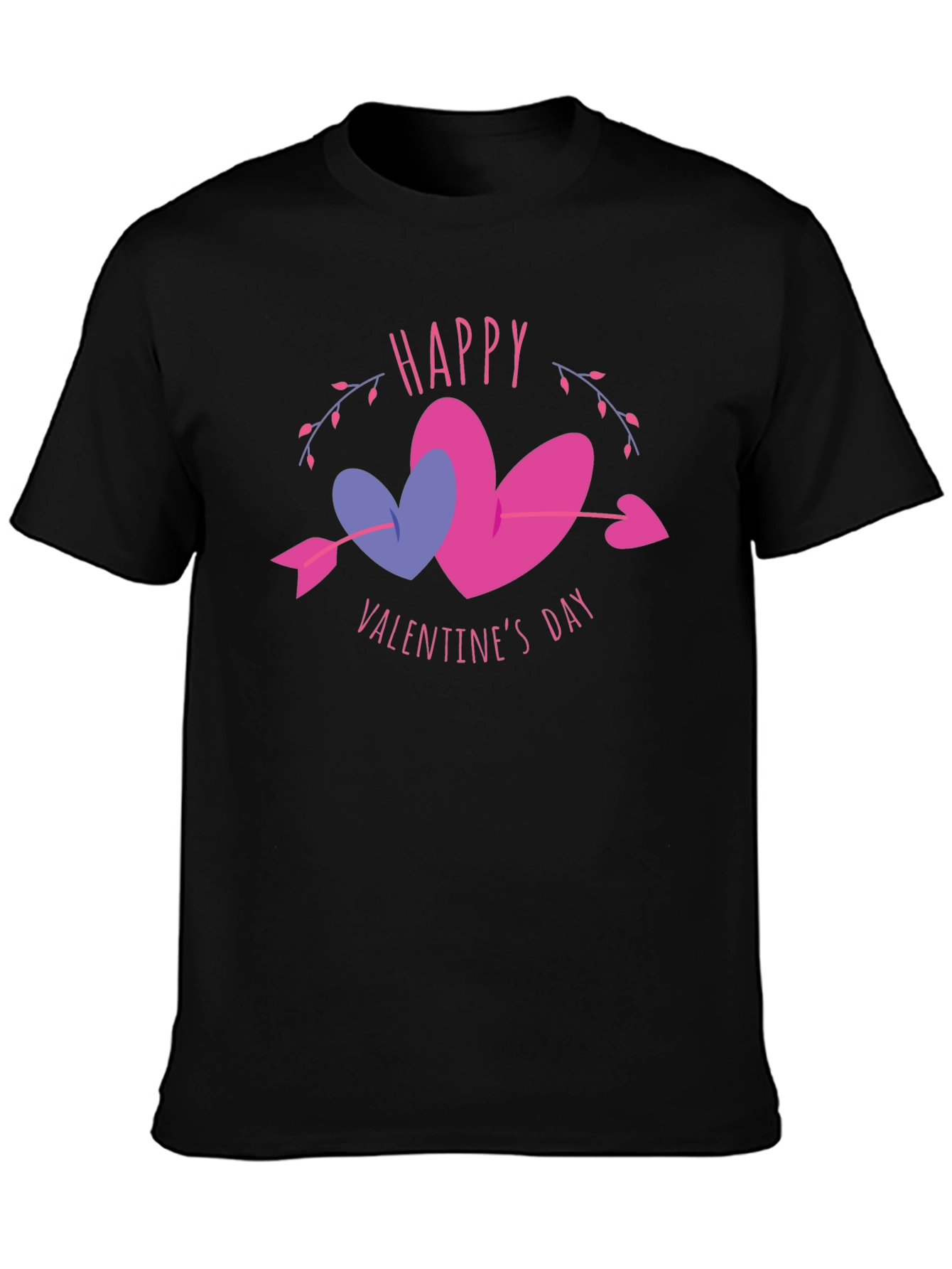 Camiseta Negra San Valentín Corazones