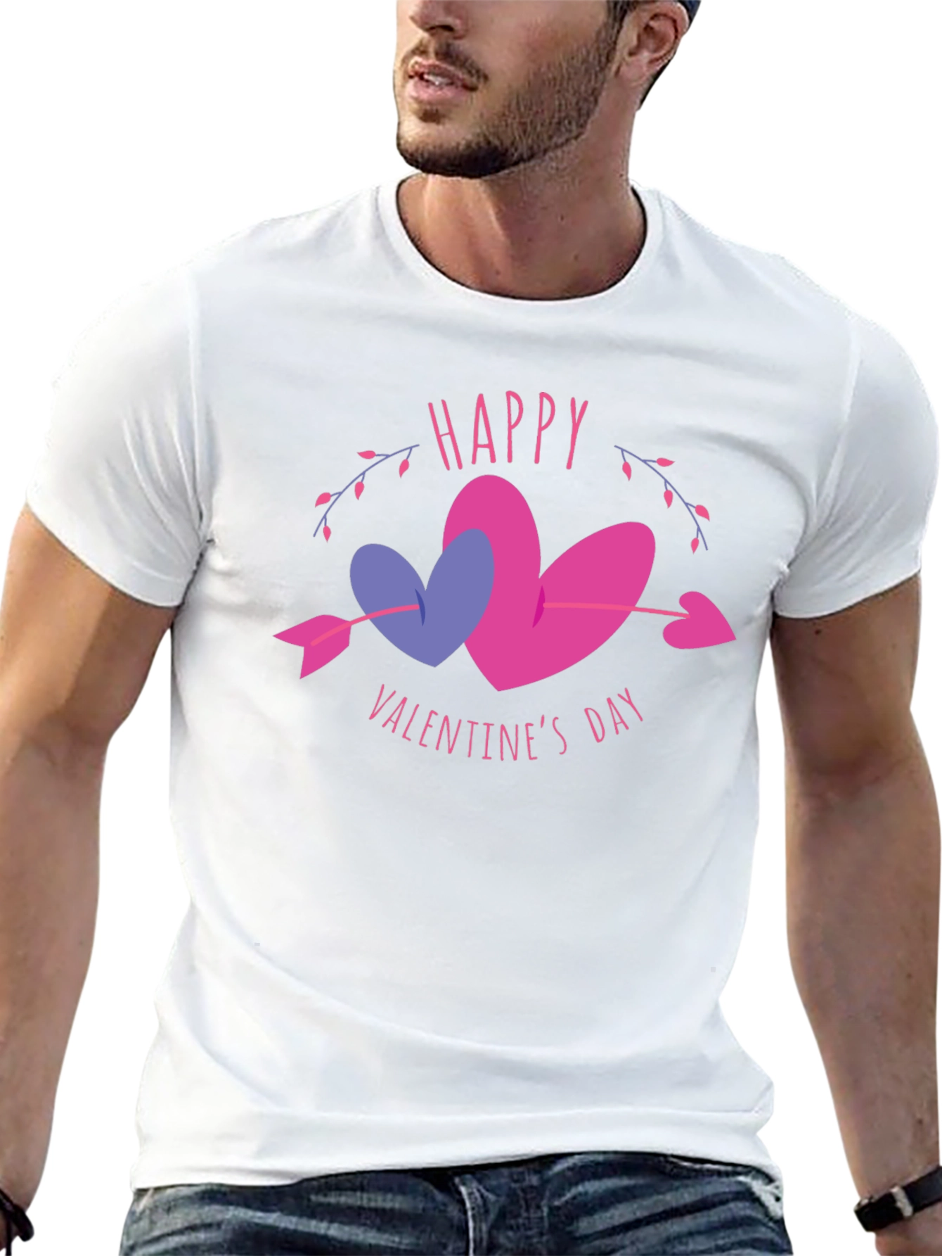 Camiseta Negra San Valentín Corazones
