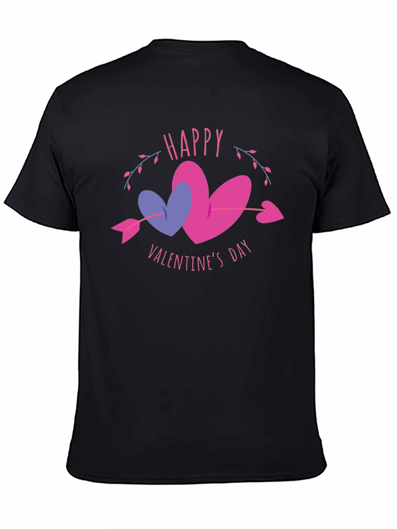 Camiseta Negra San Valentín Corazones