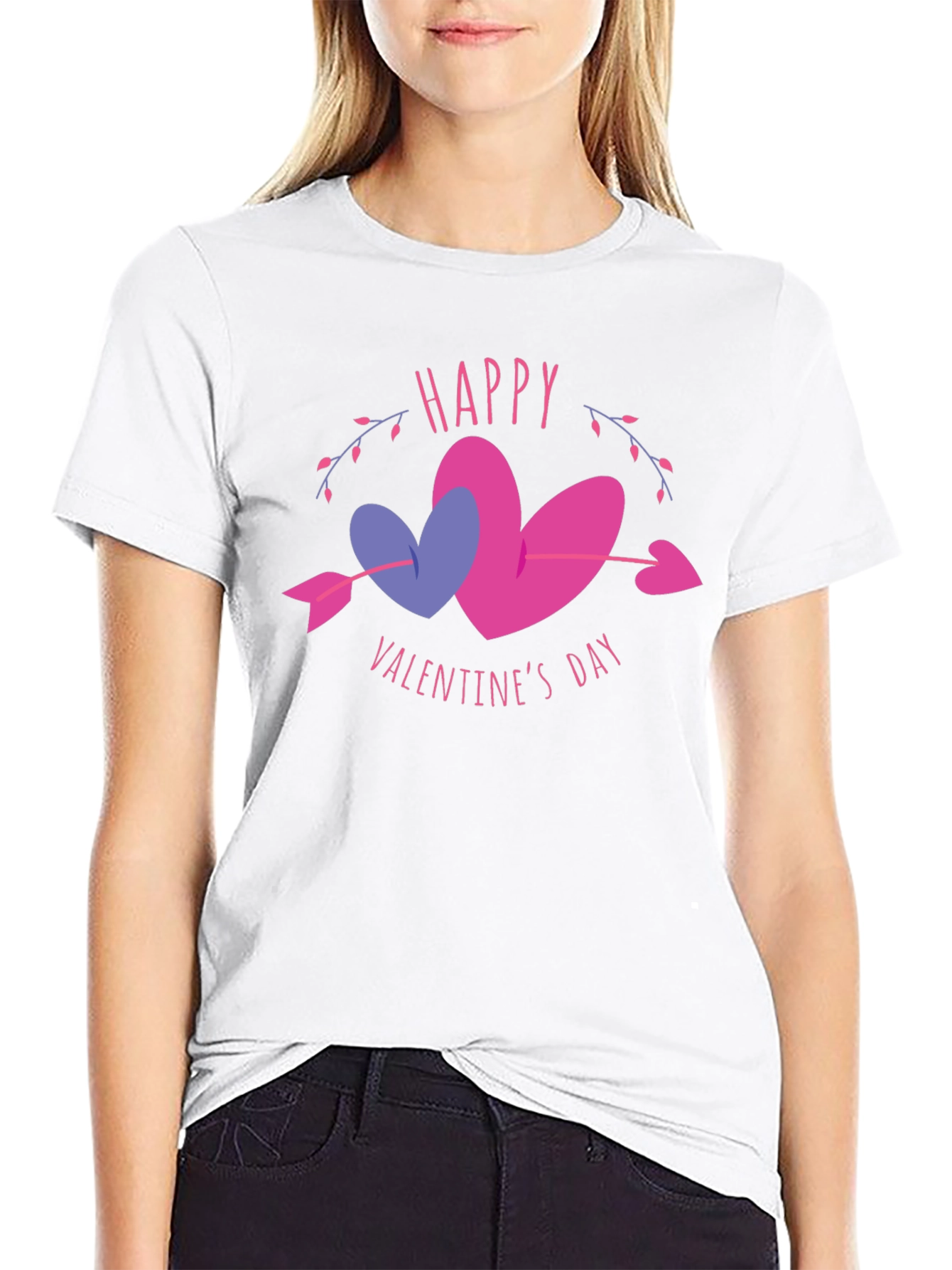 Camiseta Negra San Valentín Corazones