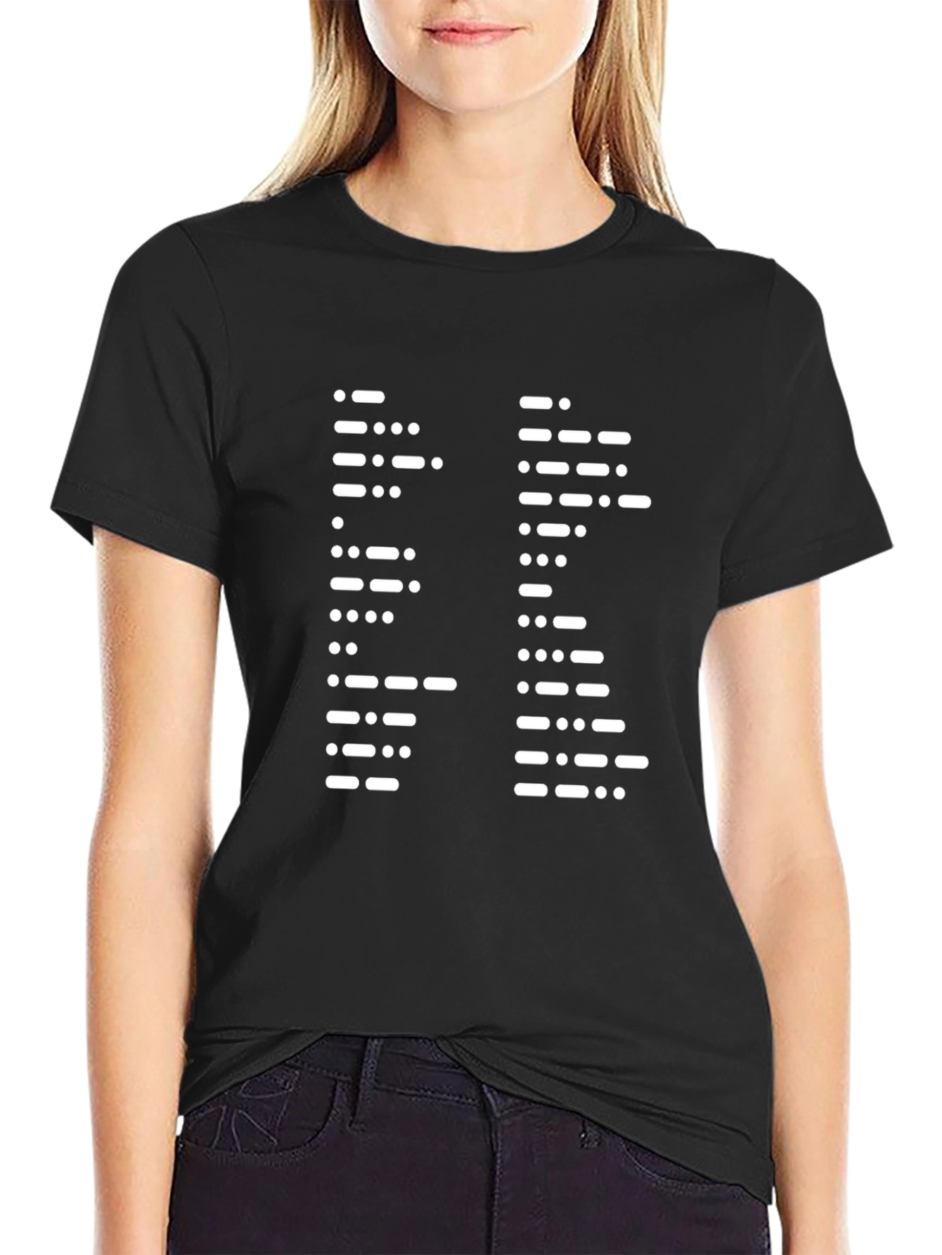 Camiseta Negra Hombre con Diseño Código Morse
