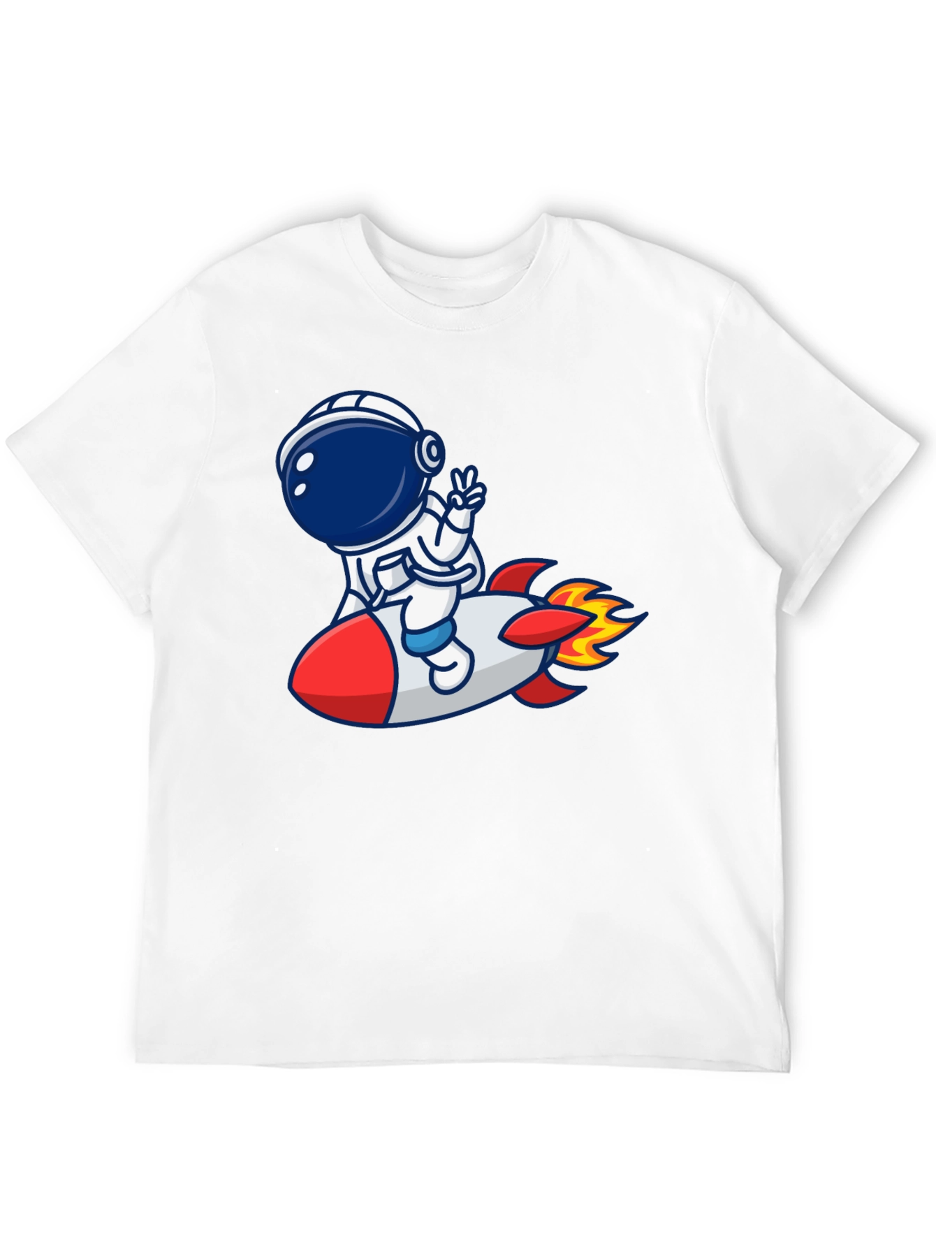 Camiseta Negra con Diseño Astronauta en Cohete