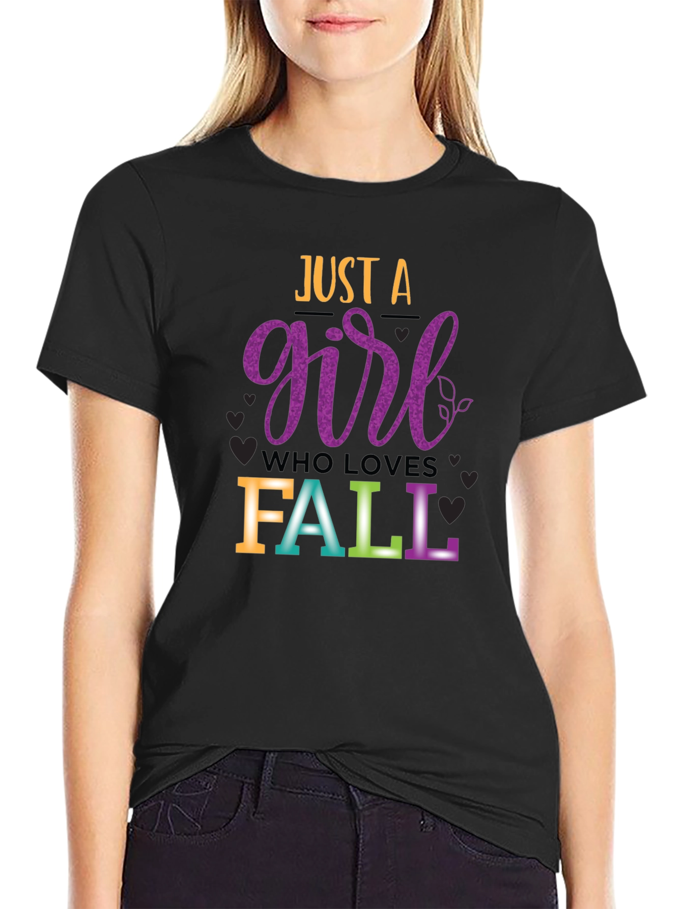 Camiseta Negra Just A Girl Who Loves Fall