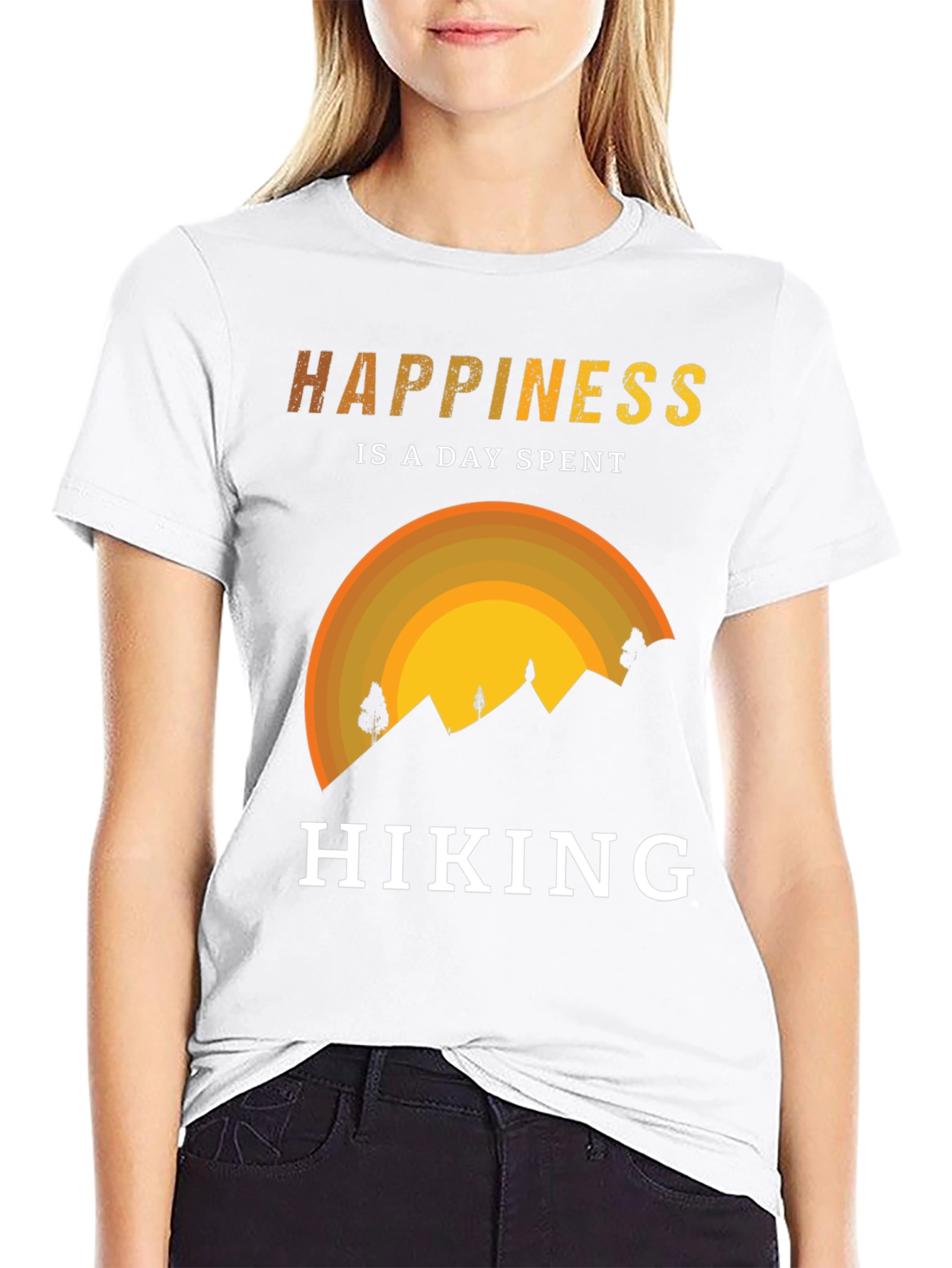 Camiseta Negra Happiness is Hiking