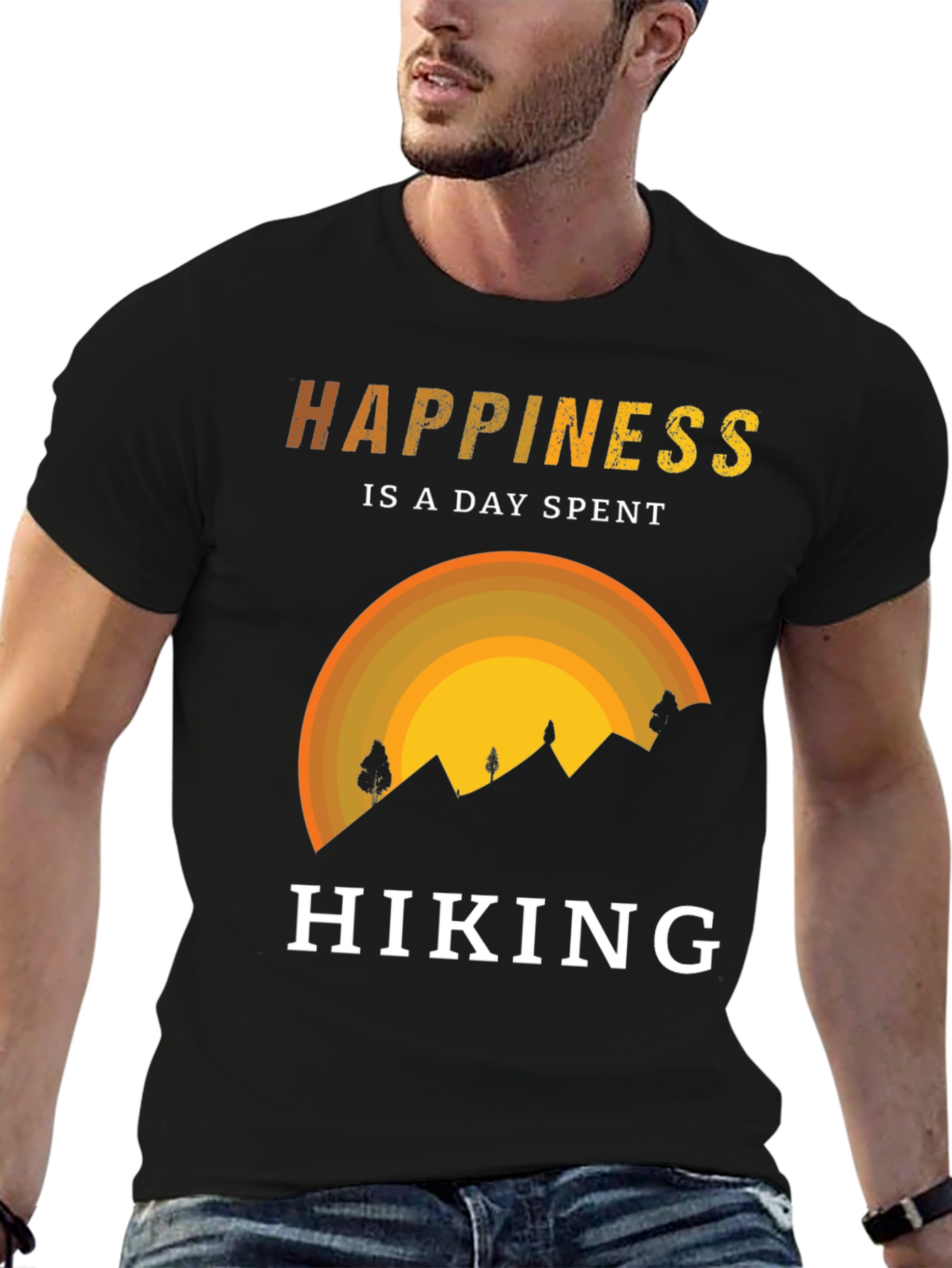 Camiseta Negra Happiness is Hiking
